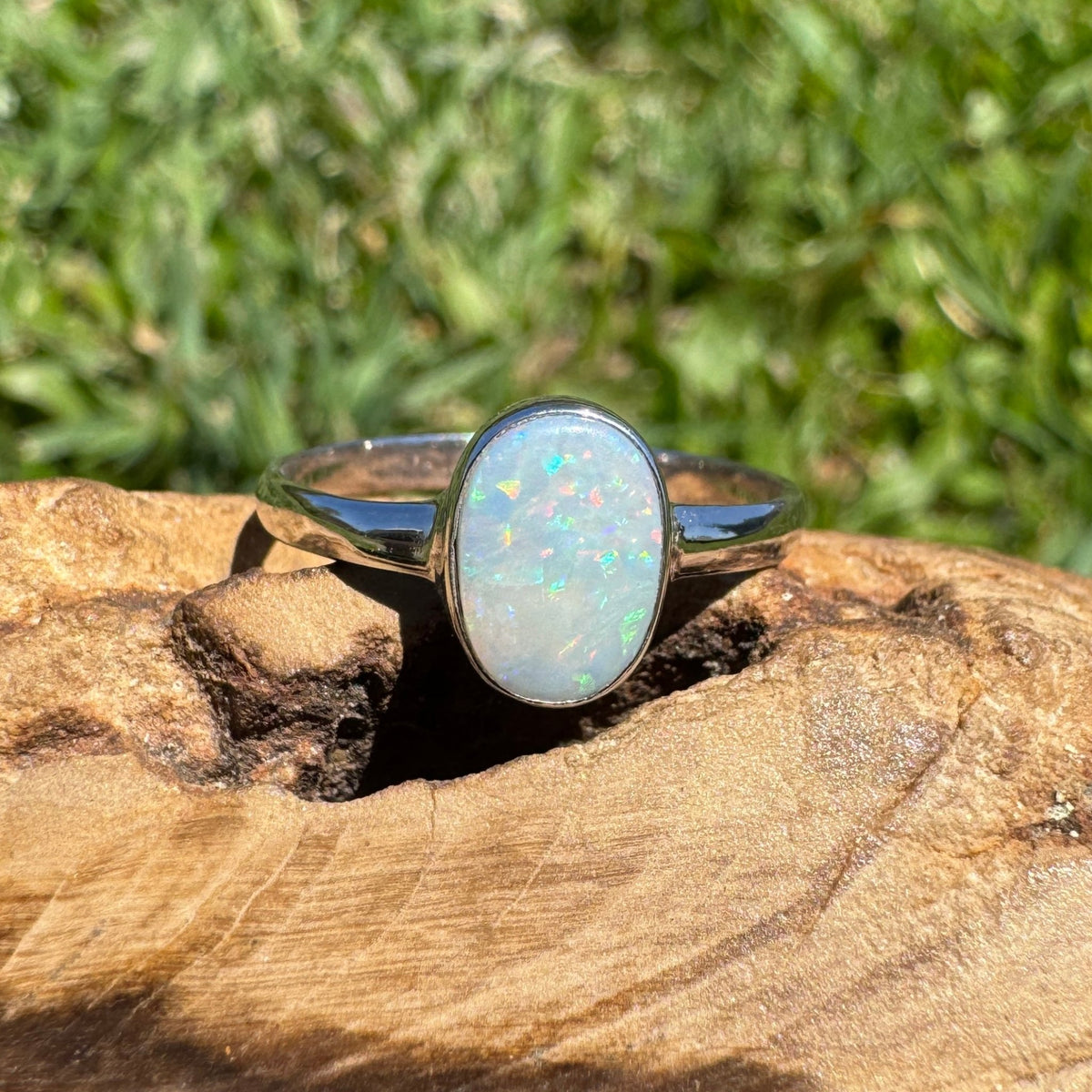 1.1ct Coober Pedy Opal Ring ~ 'Denmark Blue' | 925 Sterling Silver | Solid Australian Opal