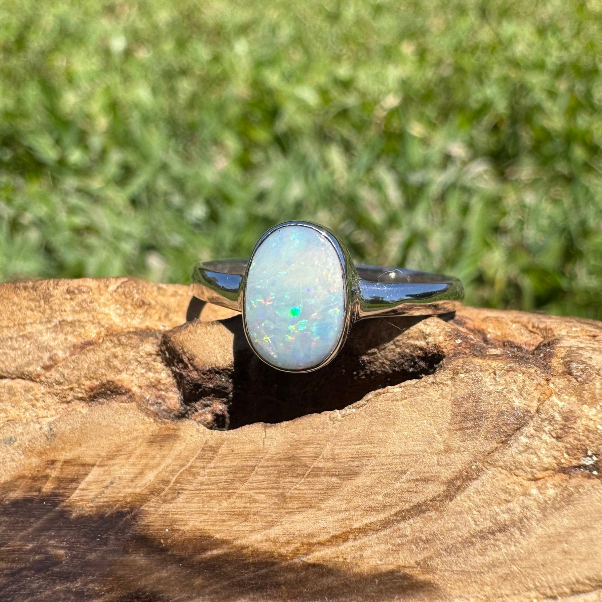 1.1ct Coober Pedy Opal Ring ~ 'Denmark Blue' | 925 Sterling Silver | Solid Australian Opal