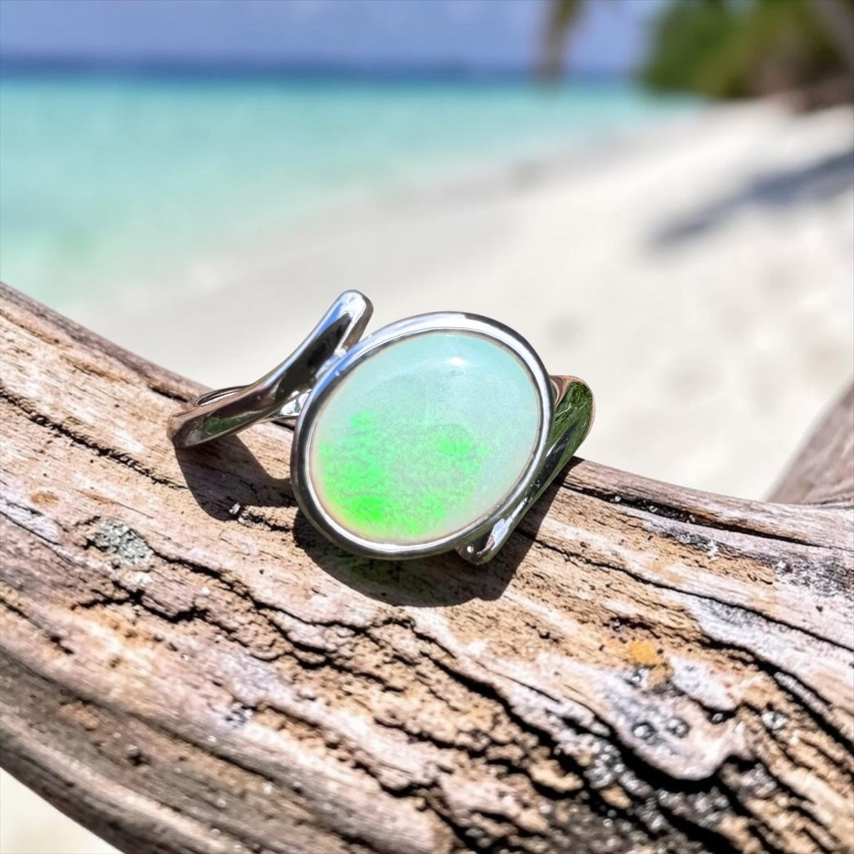 1.1ct Coober Pedy Opal Ring ~ 'Manly Wave' | 925 Sterling Silver | Solid Australian Opal