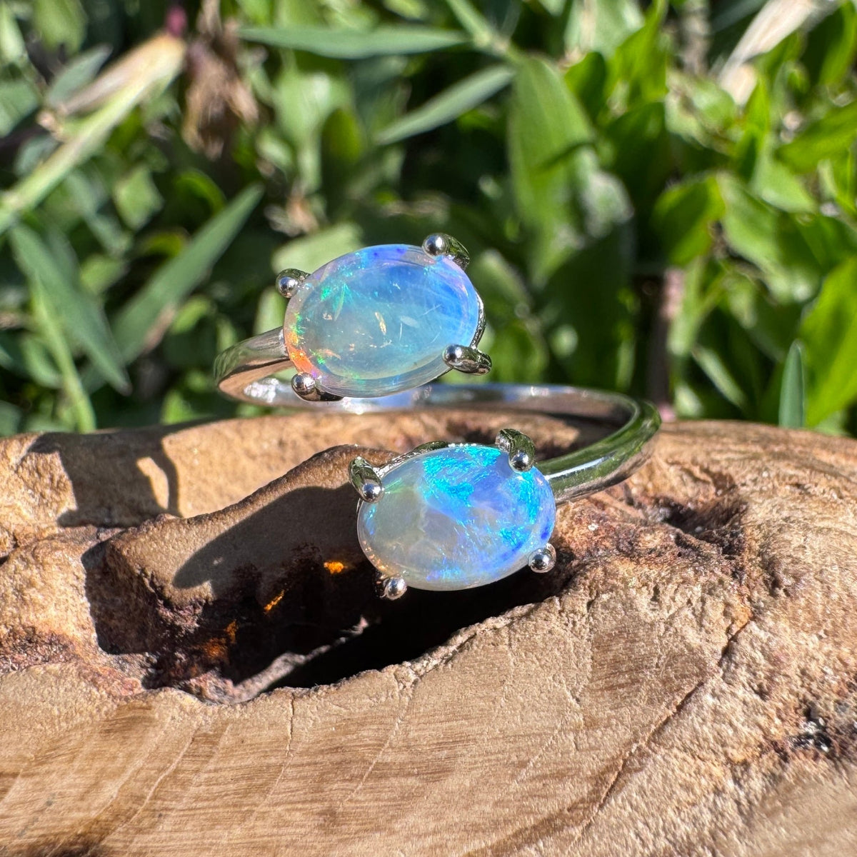 1.1ct Lightning Ridge Crystal Opal Ring ~ 'Twofold Bay Blues' | 925 Sterling Silver | Solid Australian Opal