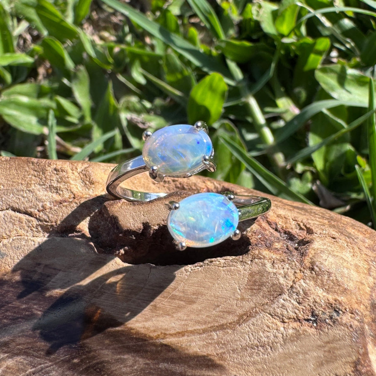 1.1ct Lightning Ridge Crystal Opal Ring ~ 'Twofold Bay Blues' | 925 Sterling Silver | Solid Australian Opal