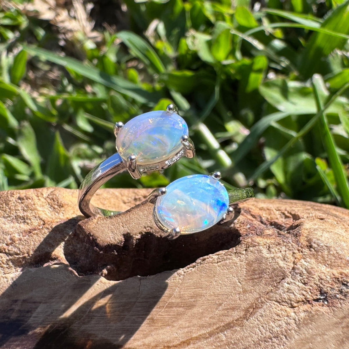 1.1ct Lightning Ridge Crystal Opal Ring ~ 'Twofold Bay Blues' | 925 Sterling Silver | Solid Australian Opal