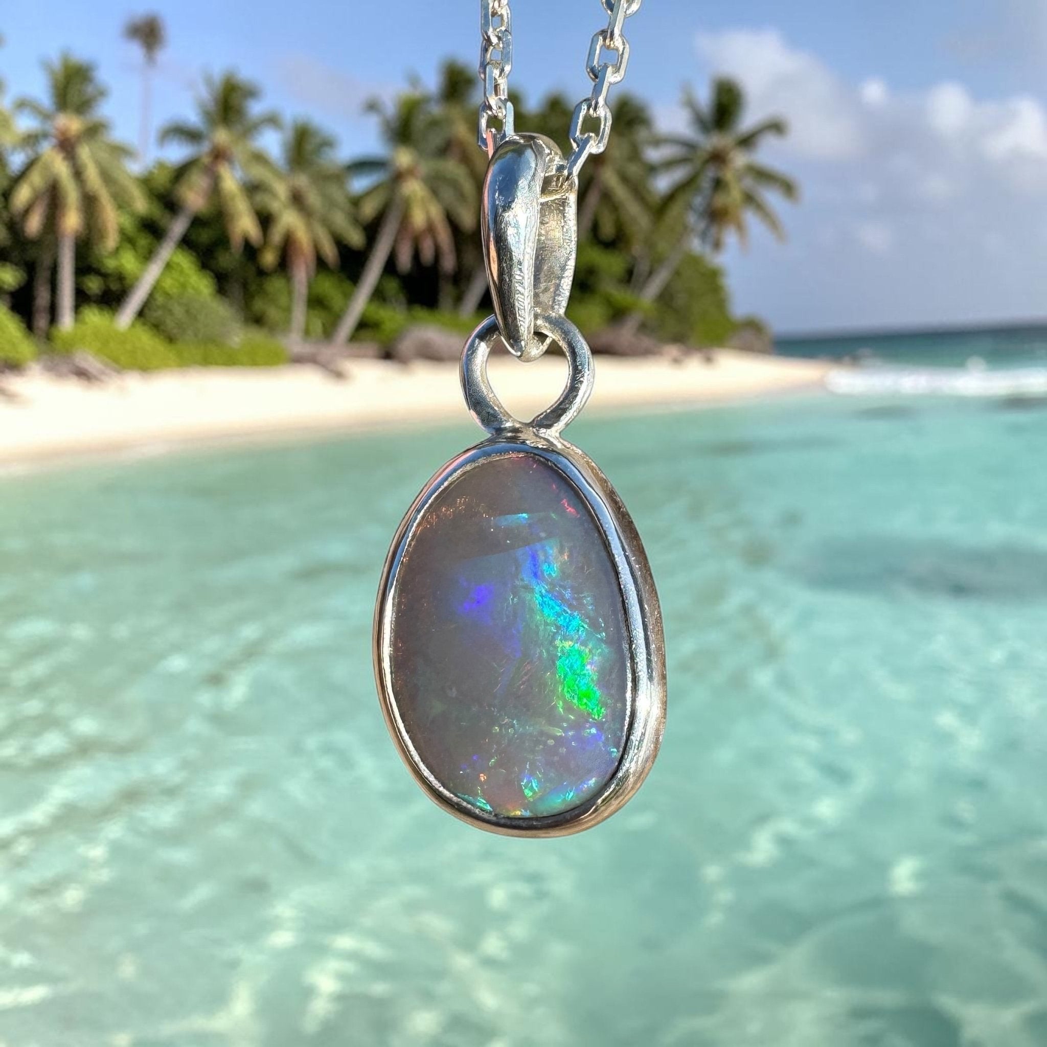 1.1ct Lightning Ridge Dark Crystal Opal Pendant Necklace ~ 'Macquarie Shimmer' | 925 Sterling Silver | Solid Australian Opal