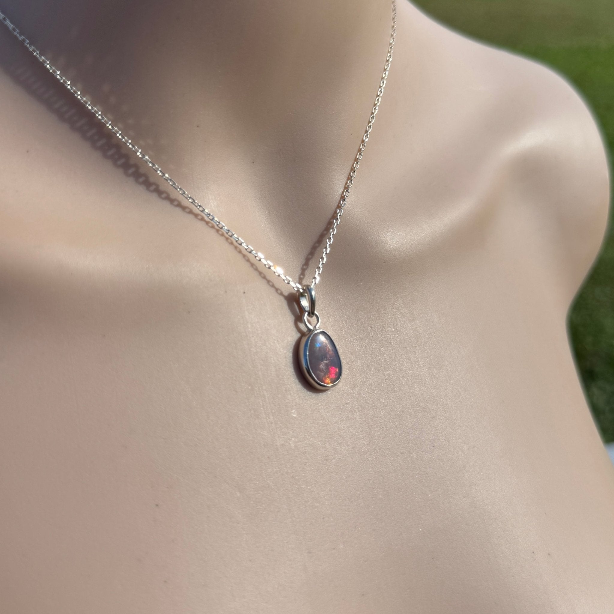 1.1ct Lightning Ridge Dark Crystal Opal Pendant Necklace ~ 'Macquarie Shimmer' | 925 Sterling Silver | Solid Australian Opal
