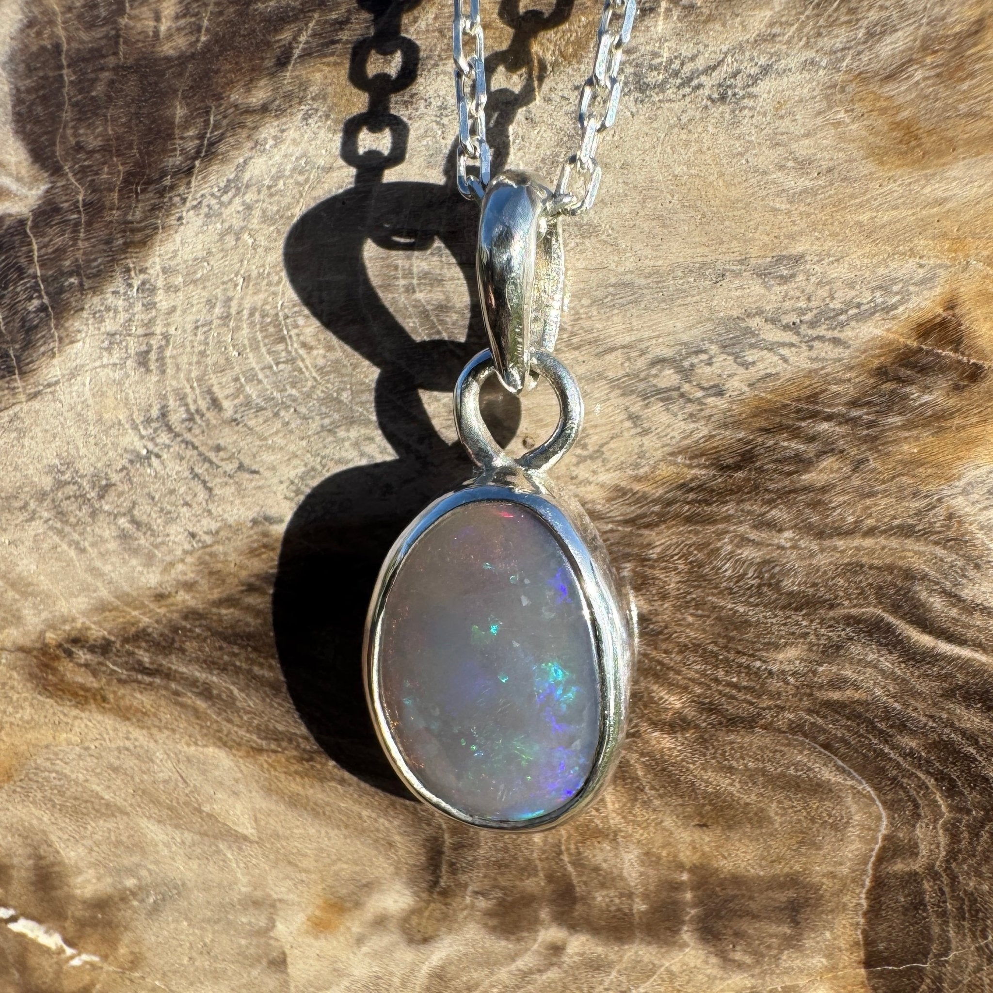 1.1ct Lightning Ridge Dark Crystal Opal Pendant Necklace ~ 'Macquarie Shimmer' | 925 Sterling Silver | Solid Australian Opal