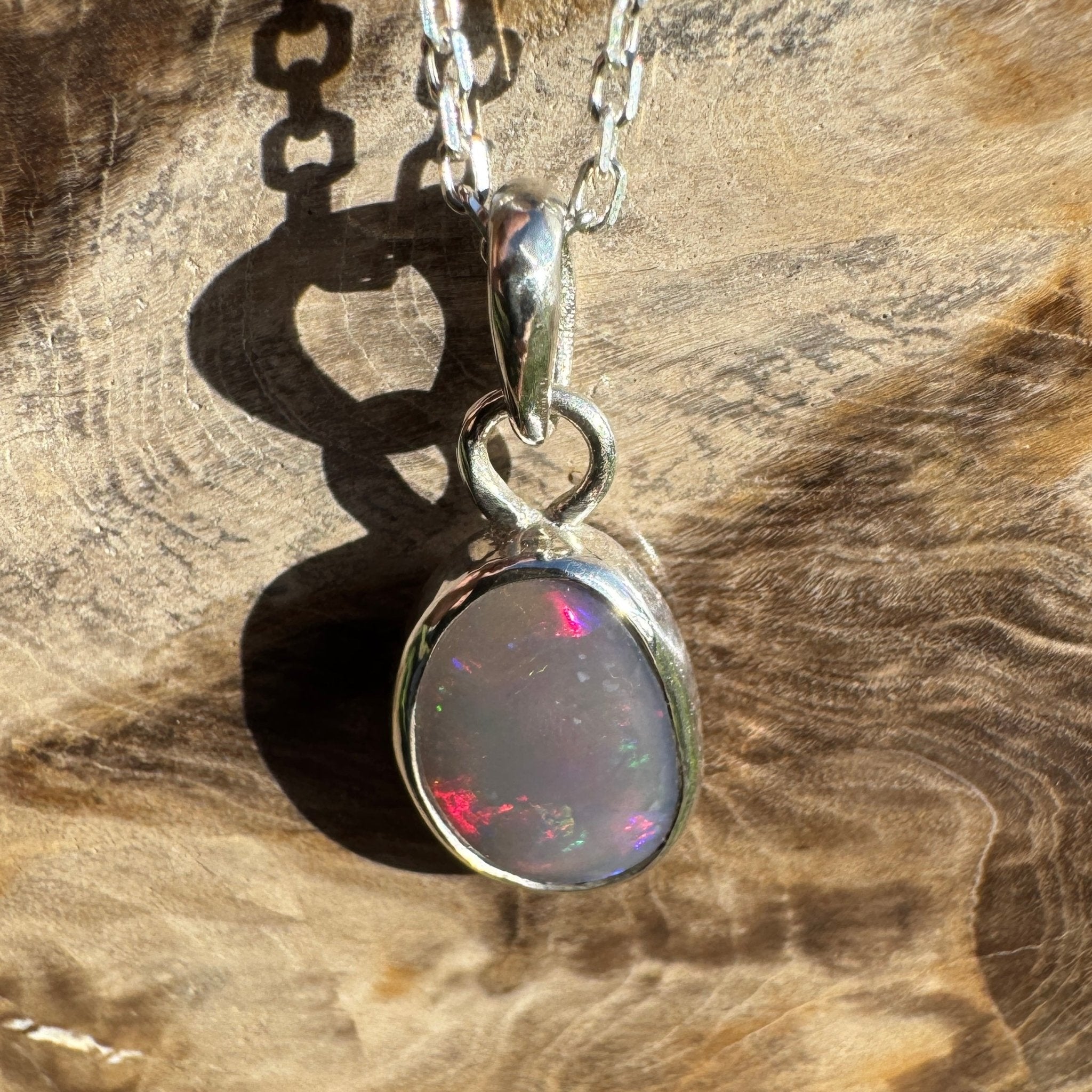 1.1ct Lightning Ridge Dark Crystal Opal Pendant Necklace ~ 'Macquarie Shimmer' | 925 Sterling Silver | Solid Australian Opal