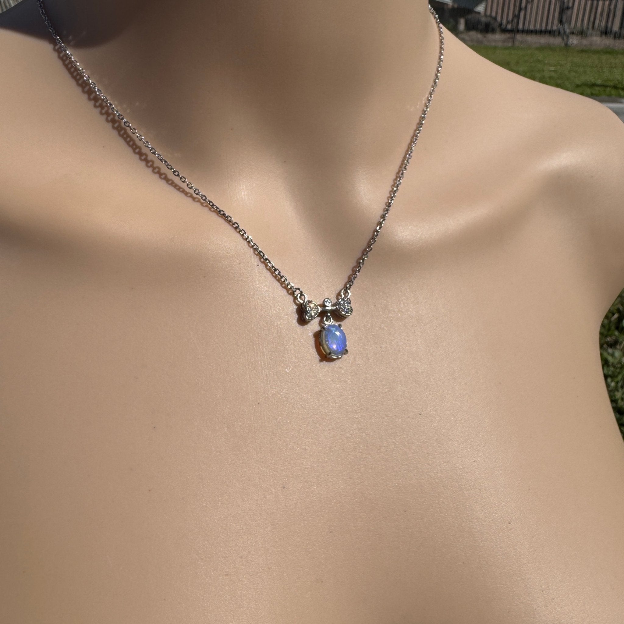 1.1ct Lightning Ridge Opal & Cubic Zirconia Pendant Necklace ~ 'Port Douglas Dream' | 925 Sterling Silver | Solid Australian Opal