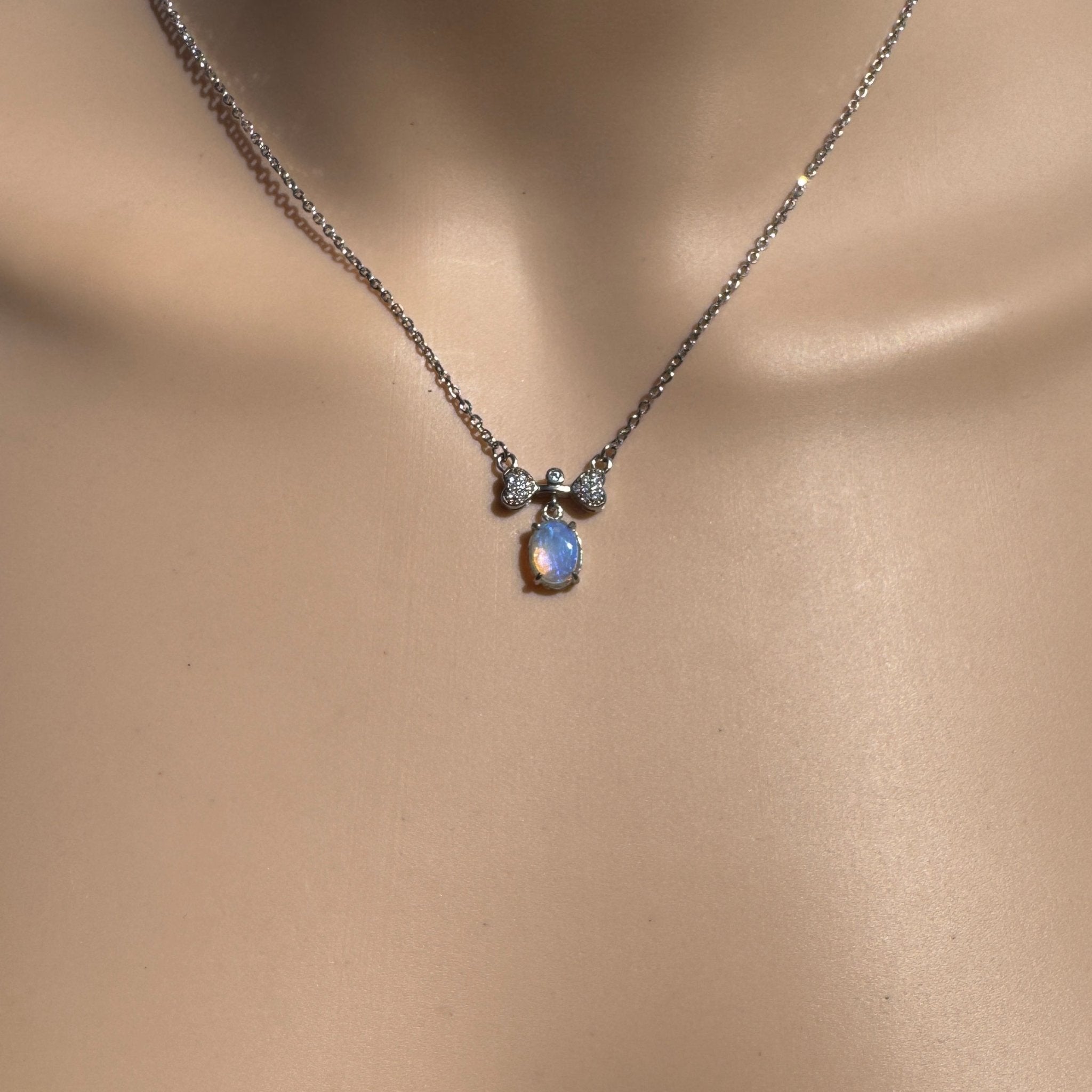1.1ct Lightning Ridge Opal & Cubic Zirconia Pendant Necklace ~ 'Port Douglas Dream' | 925 Sterling Silver | Solid Australian Opal