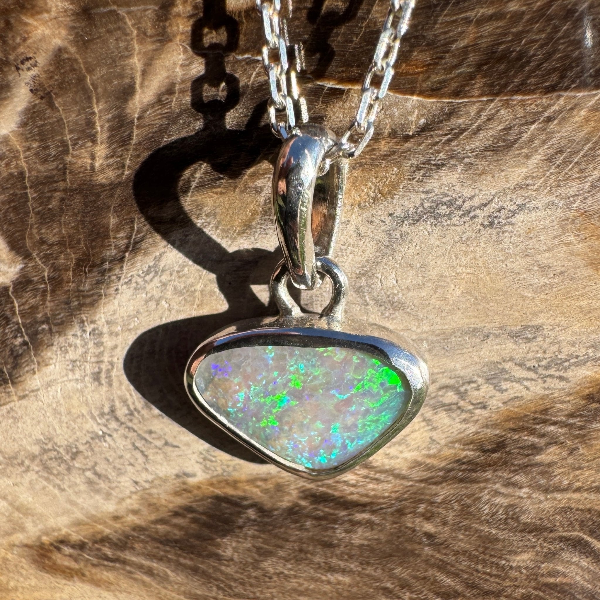 1.1ct Lightning Ridge Opal Pendant Necklace ~ 'Gwydir Mist' | 925 Sterling Silver | Solid Australian Opal