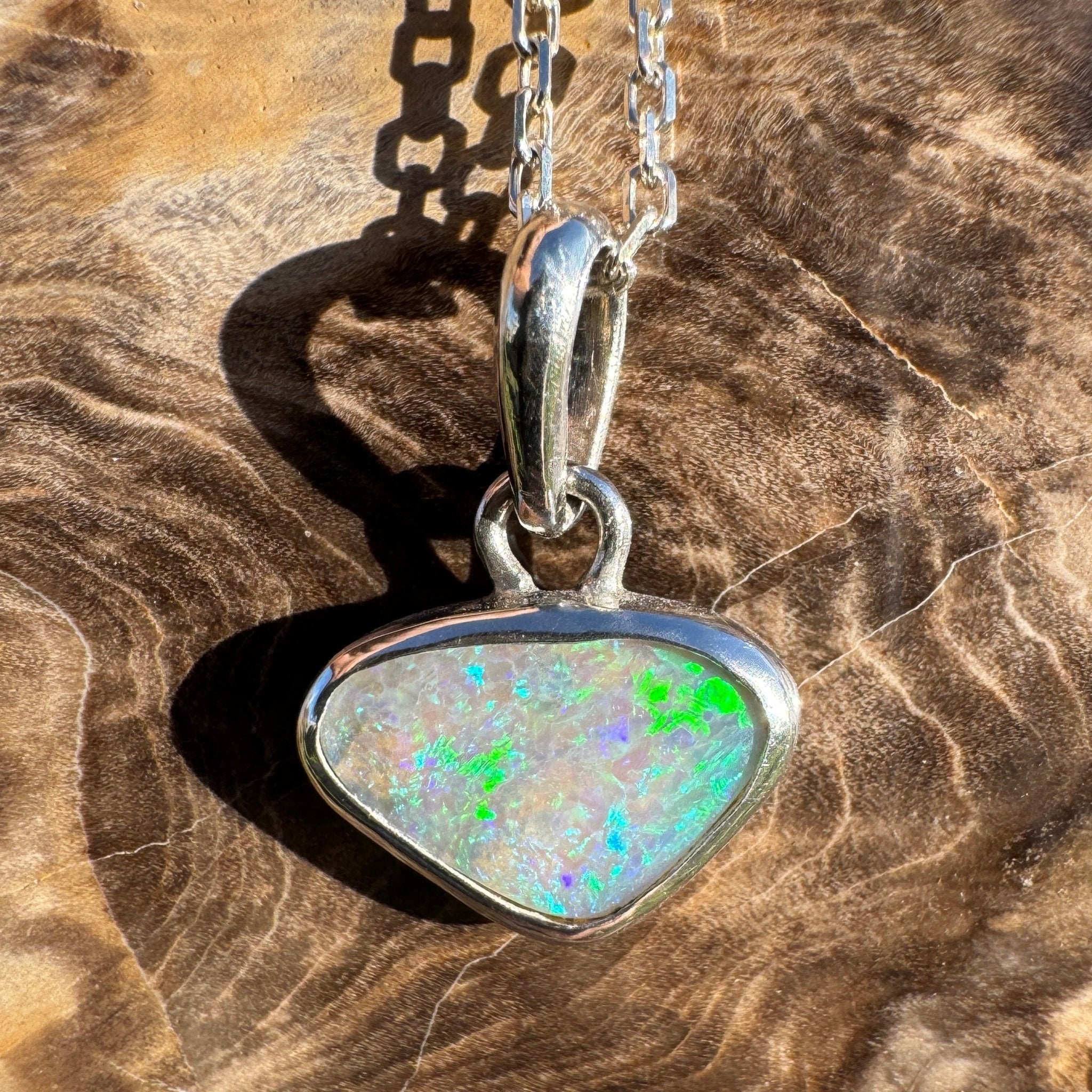 1.1ct Lightning Ridge Opal Pendant Necklace ~ 'Gwydir Mist' | 925 Sterling Silver | Solid Australian Opal