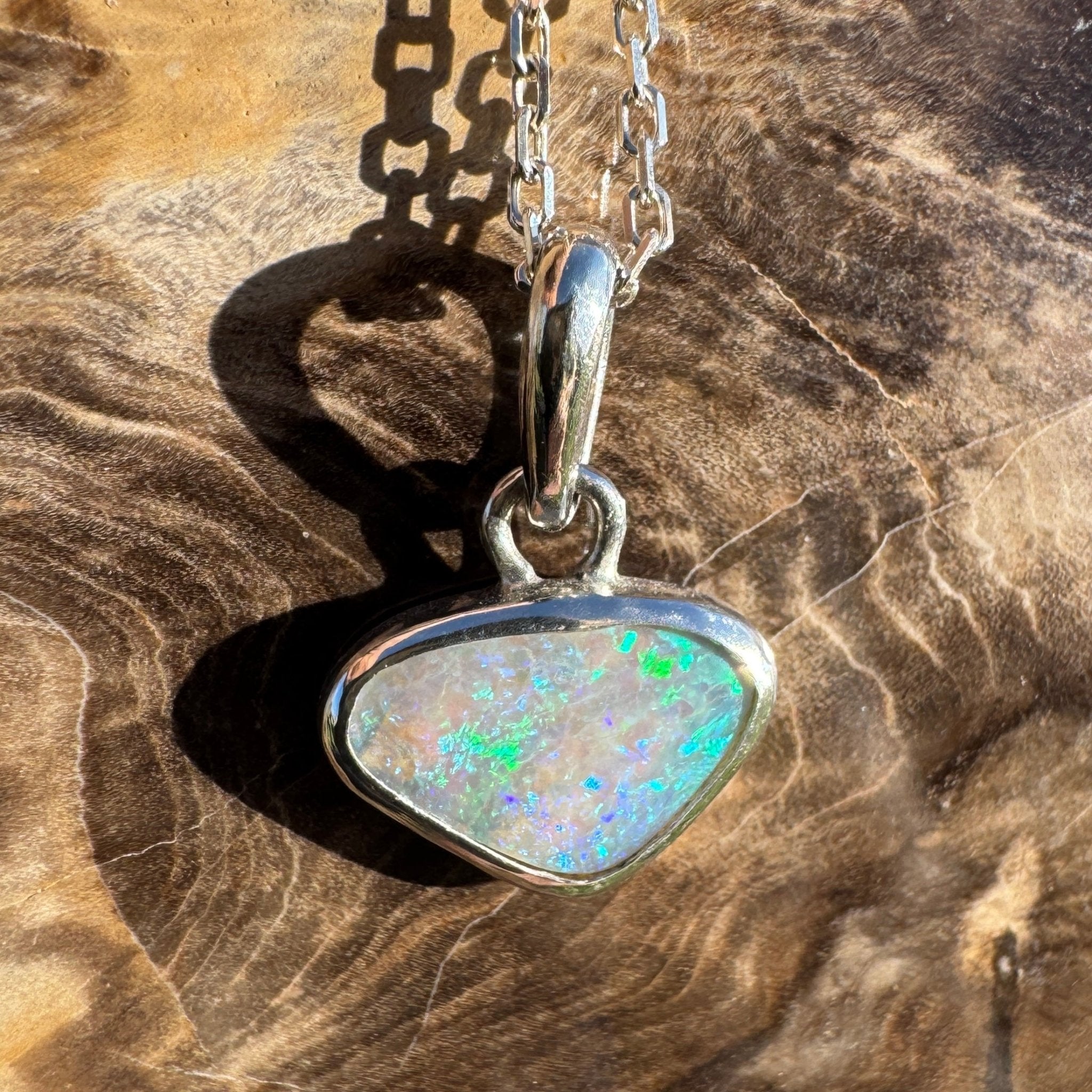 1.1ct Lightning Ridge Opal Pendant Necklace ~ 'Gwydir Mist' | 925 Sterling Silver | Solid Australian Opal