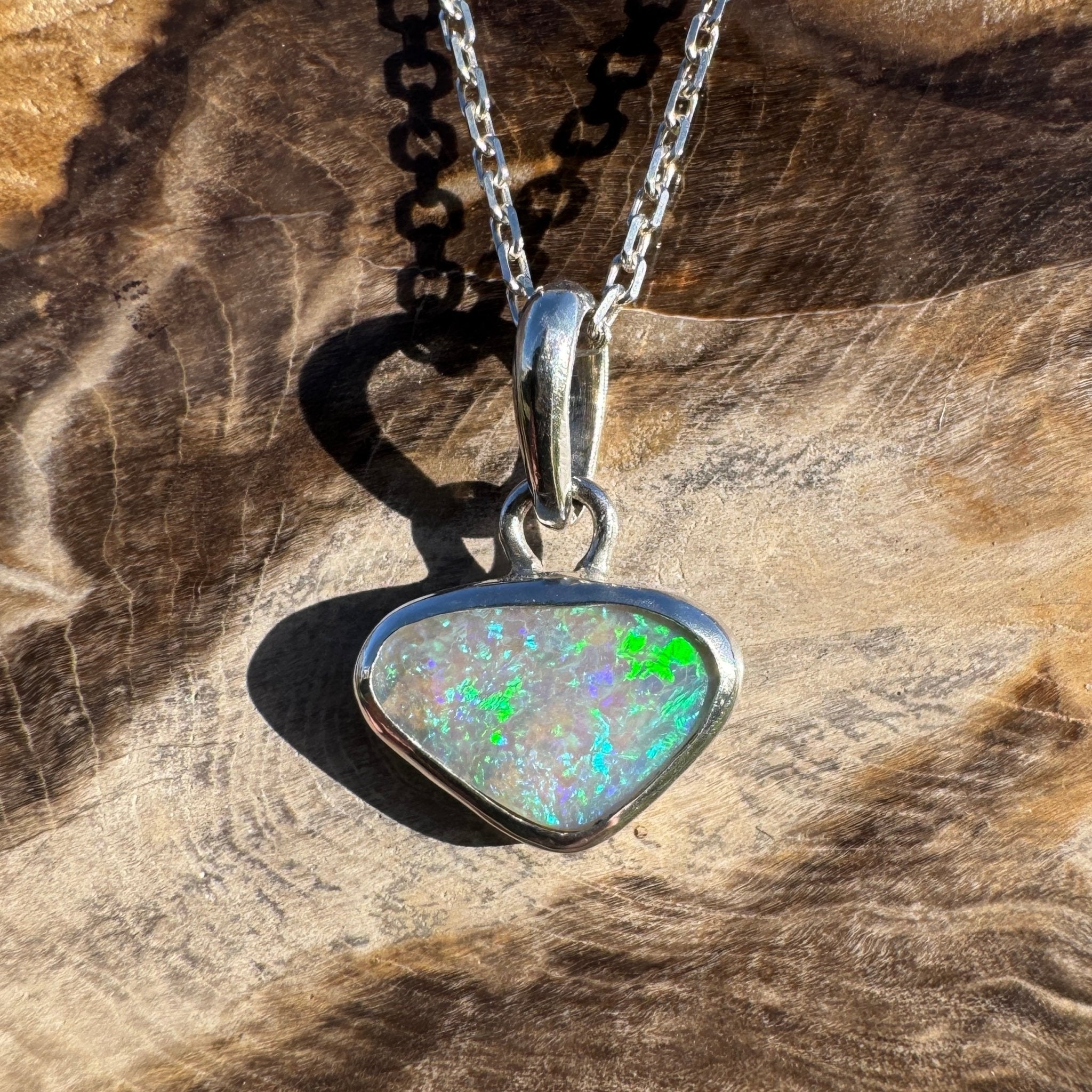 1.1ct Lightning Ridge Opal Pendant Necklace ~ 'Gwydir Mist' | 925 Sterling Silver | Solid Australian Opal