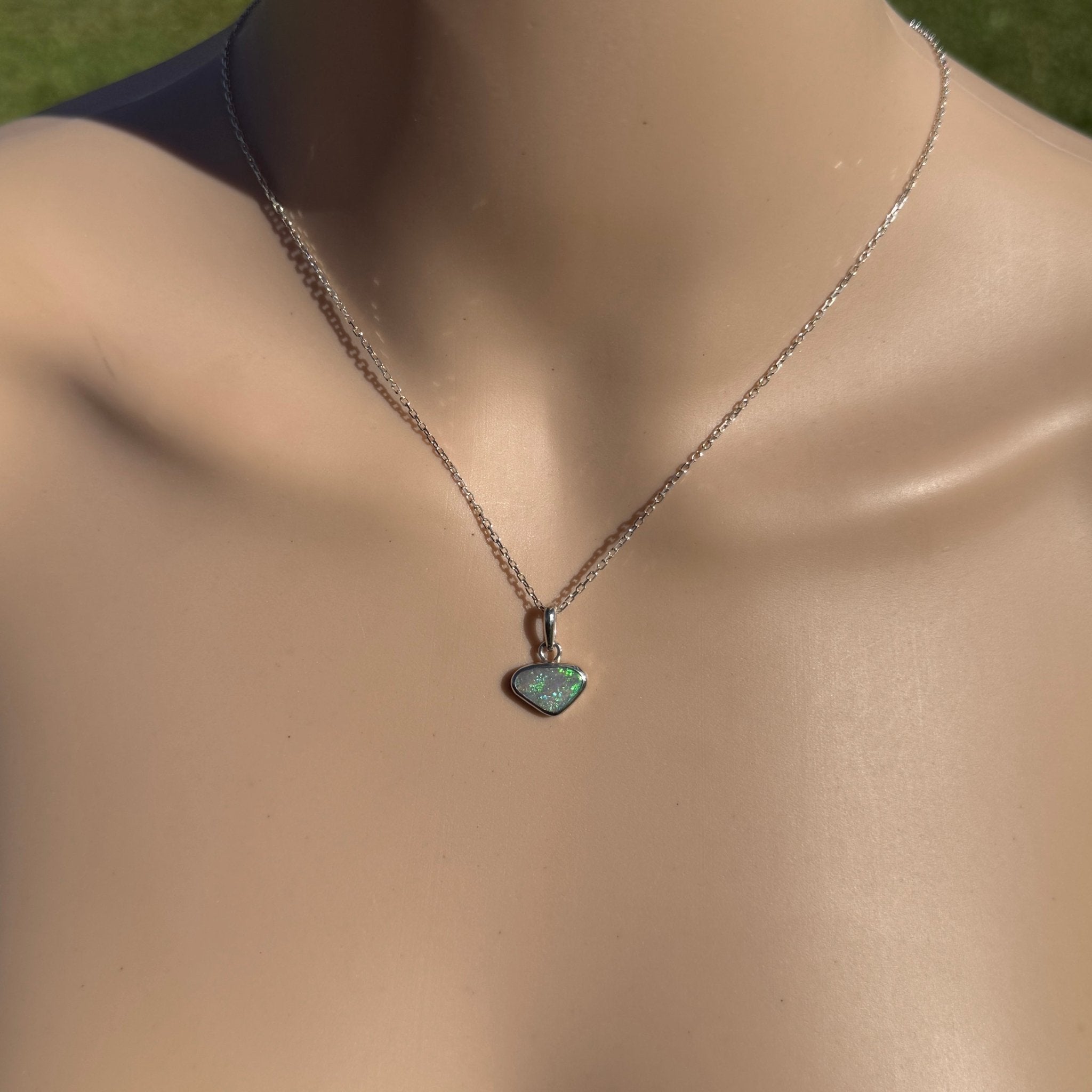 1.1ct Lightning Ridge Opal Pendant Necklace ~ 'Gwydir Mist' | 925 Sterling Silver | Solid Australian Opal