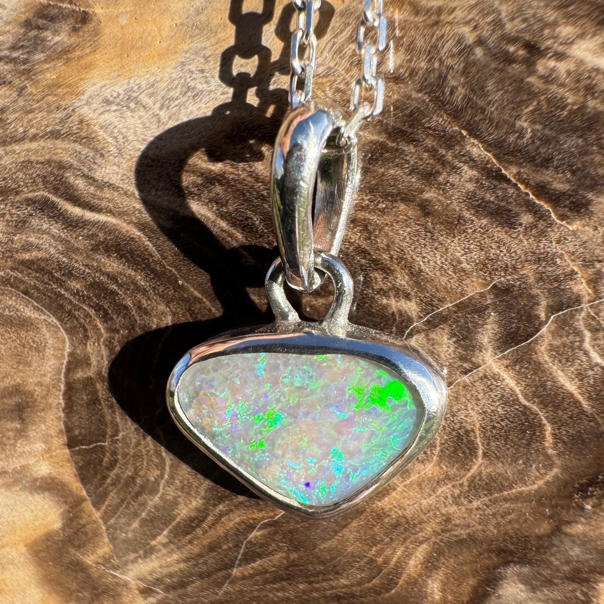 1.1ct Lightning Ridge Opal Pendant Necklace ~ 'Gwydir Mist' | 925 Sterling Silver | Solid Australian Opal