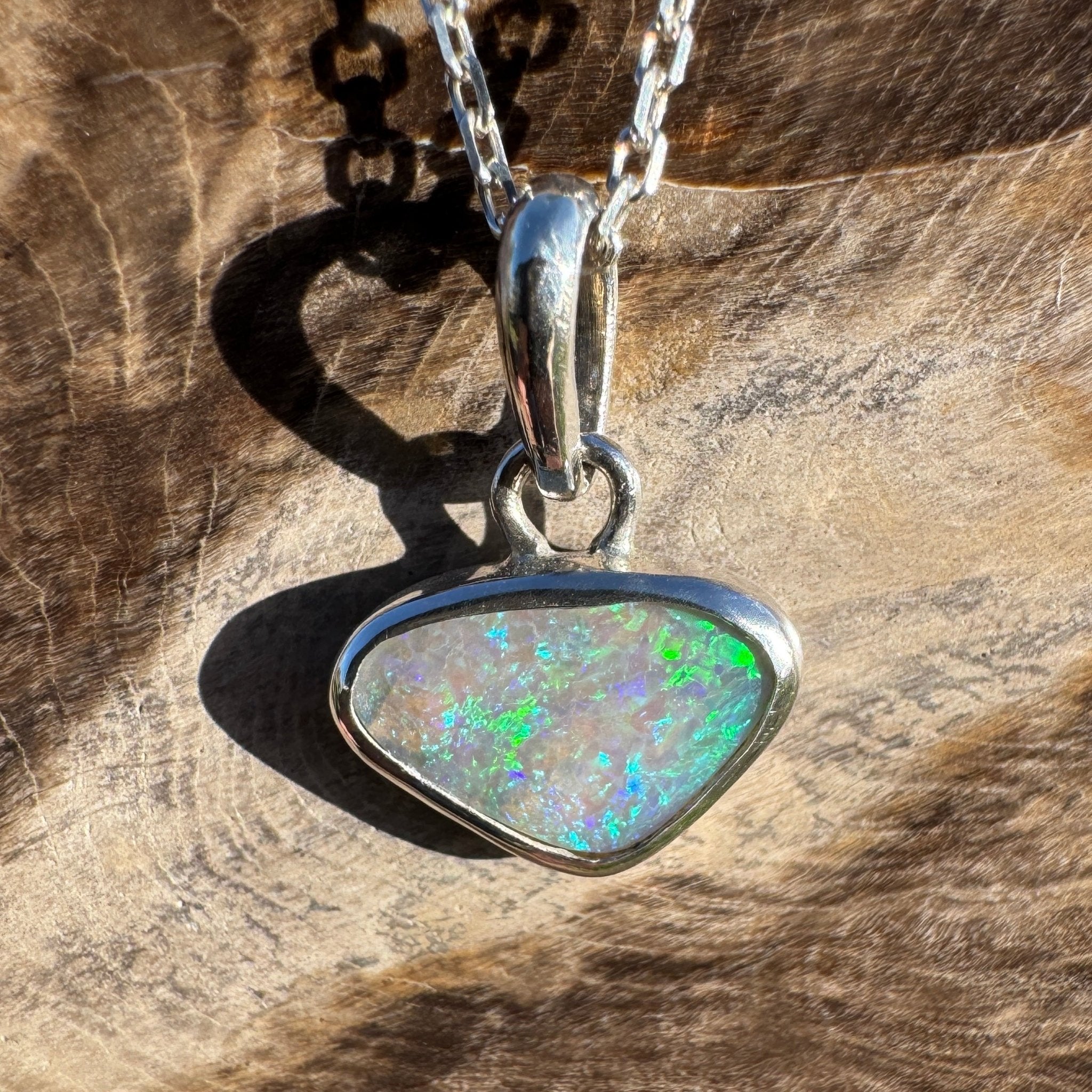 1.1ct Lightning Ridge Opal Pendant Necklace ~ 'Gwydir Mist' | 925 Sterling Silver | Solid Australian Opal