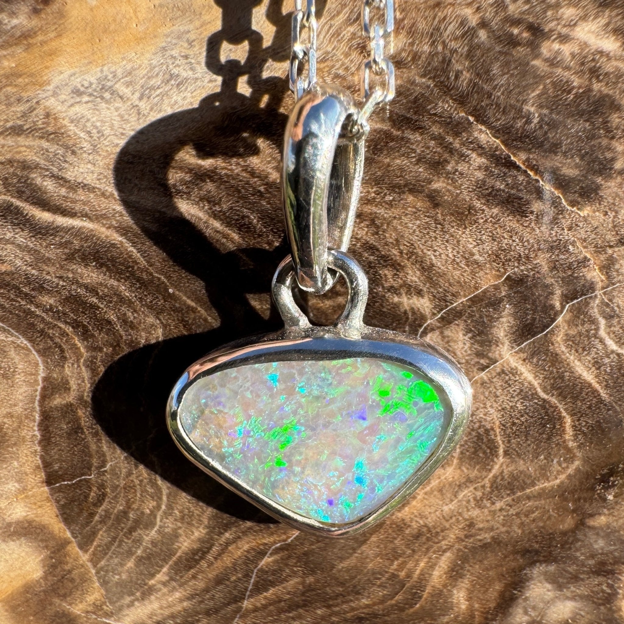 1.1ct Lightning Ridge Opal Pendant Necklace ~ 'Gwydir Mist' | 925 Sterling Silver | Solid Australian Opal