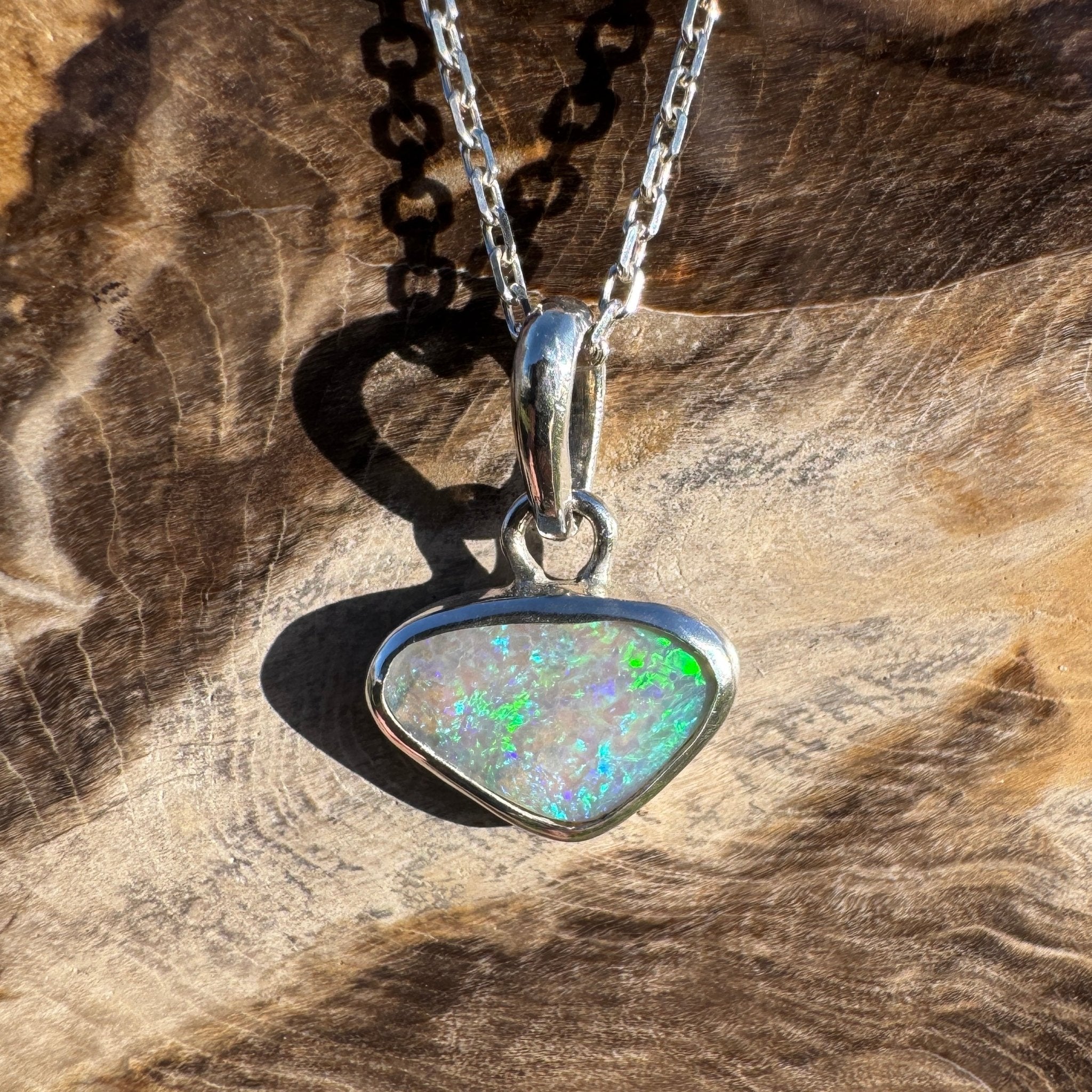 1.1ct Lightning Ridge Opal Pendant Necklace ~ 'Gwydir Mist' | 925 Sterling Silver | Solid Australian Opal