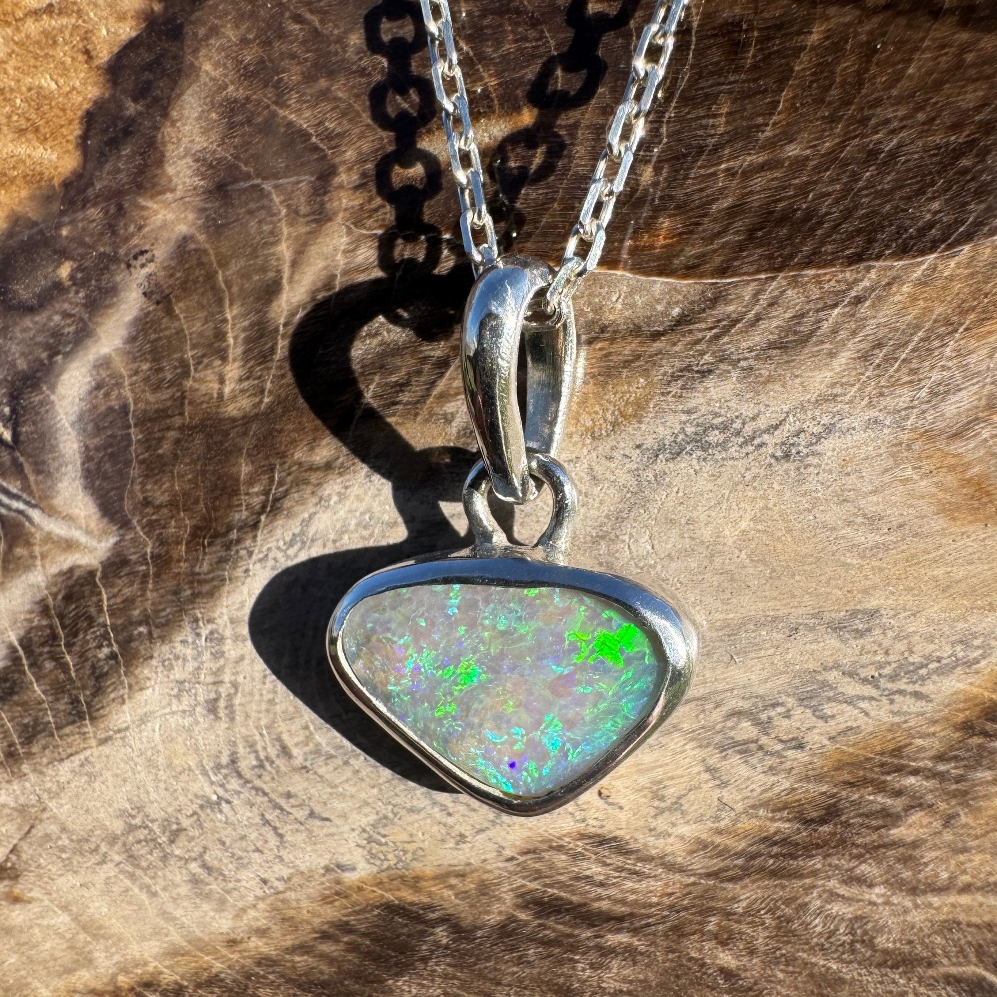 1.1ct Lightning Ridge Opal Pendant Necklace ~ 'Gwydir Mist' | 925 Sterling Silver | Solid Australian Opal