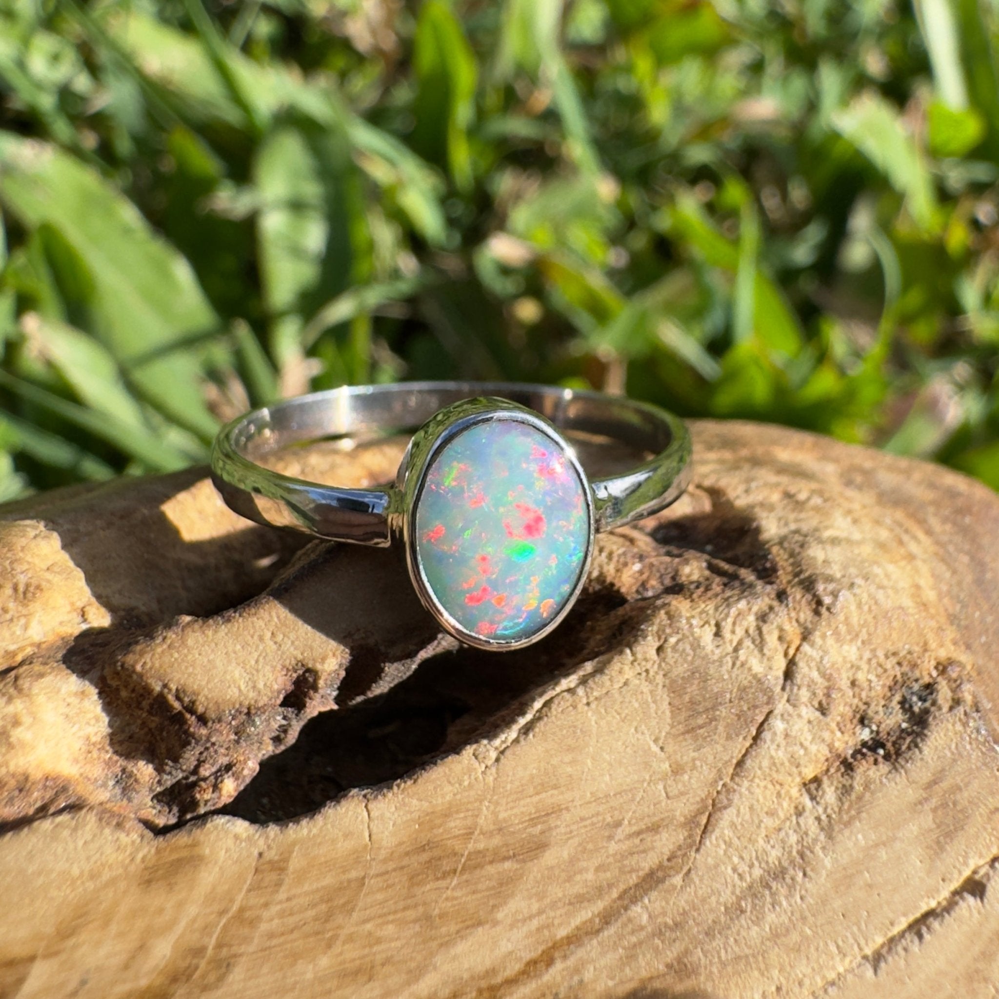 1.1ct Lightning Ridge Opal Ring ~ 'Ningaloo Drift' | 925 Sterling Silver | Solid Australian Opal