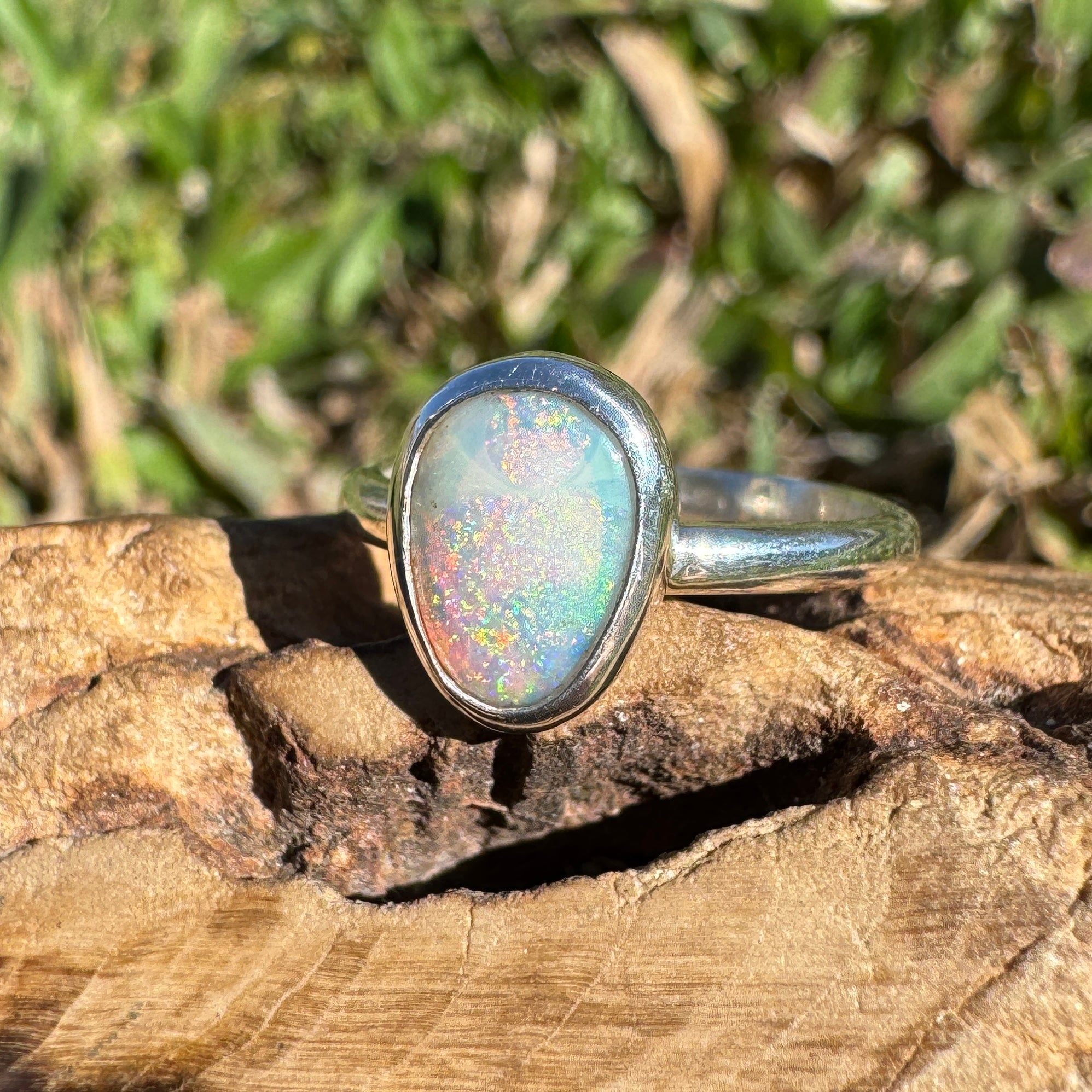 1.1ct Lightning Ridge Opal Ring ~ 'Whitehaven Green' | 925 Sterling Silver | Solid Australian Opal