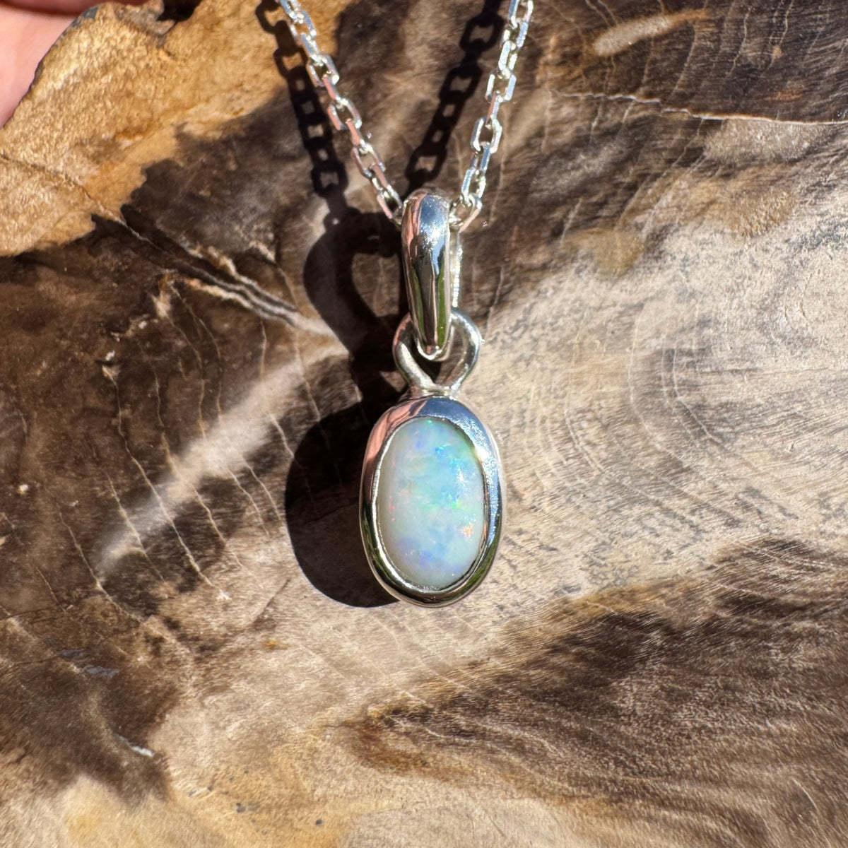 1.1ct Mintabie Opal Pendant Necklace ~ 'Gosses Bluff Cosmos' | 925 Sterling Silver | Solid Australian Opal