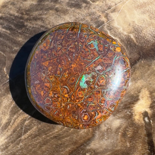 Polished Boulder Opal Cabochon from the 12.2ct Hand-Cut Solid Boulder Opal collection