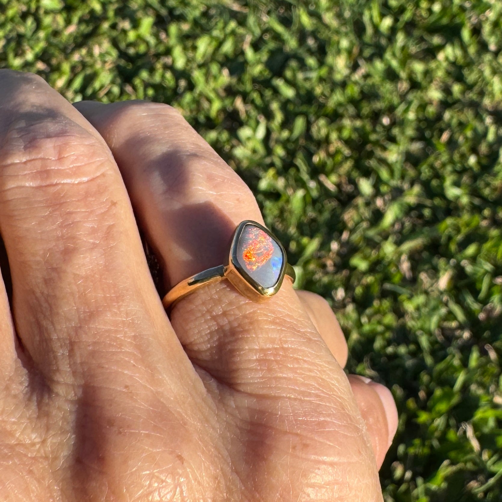 1.22ct Australian Solid Lightning Ridge Opal Ring ~ 'Gantheaume Glow' | 9ct Solid Yellow Gold | Solid Australian Opal