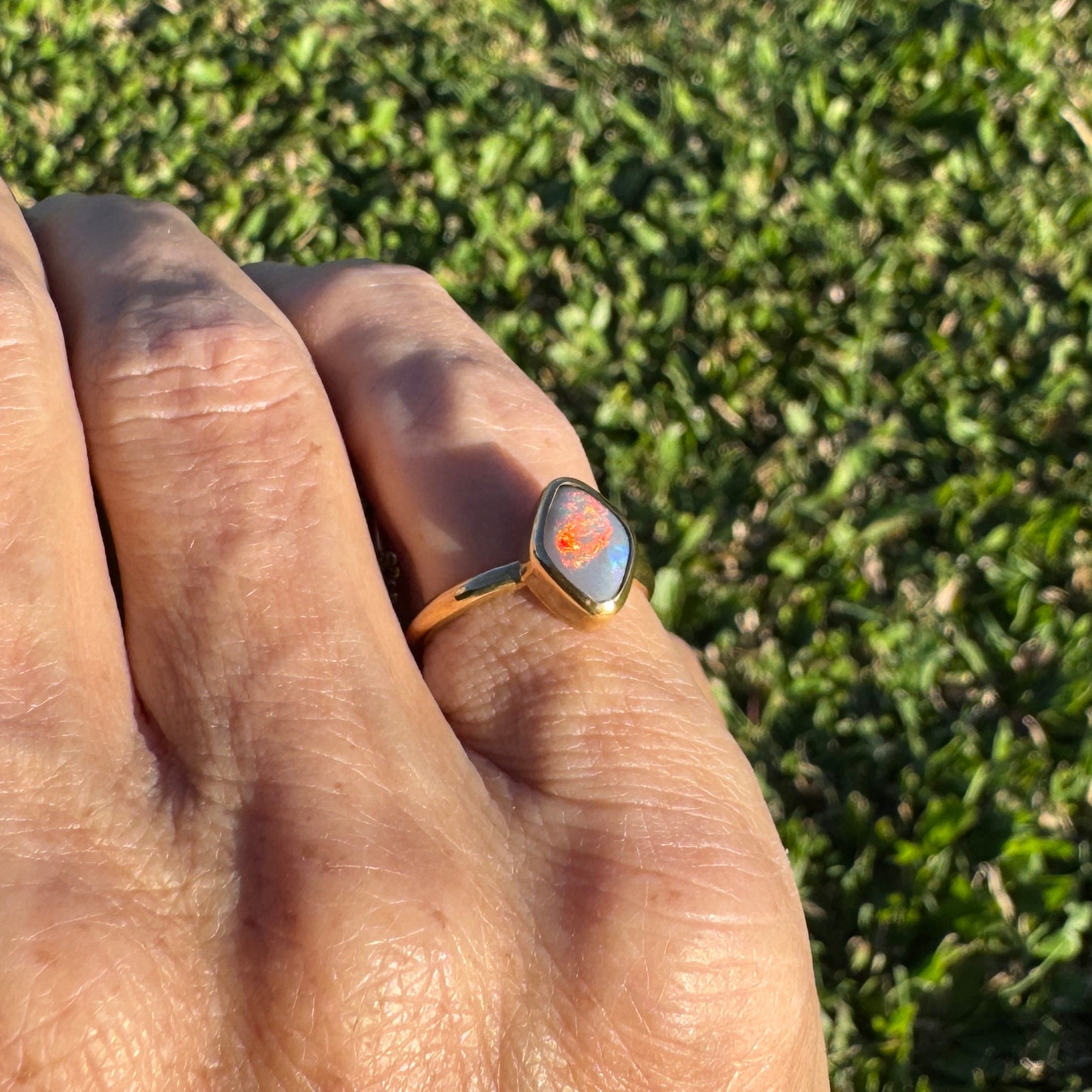 1.22ct Australian Solid Lightning Ridge Opal Ring ~ 'Gantheaume Glow' | 9ct Solid Yellow Gold | Solid Australian Opal