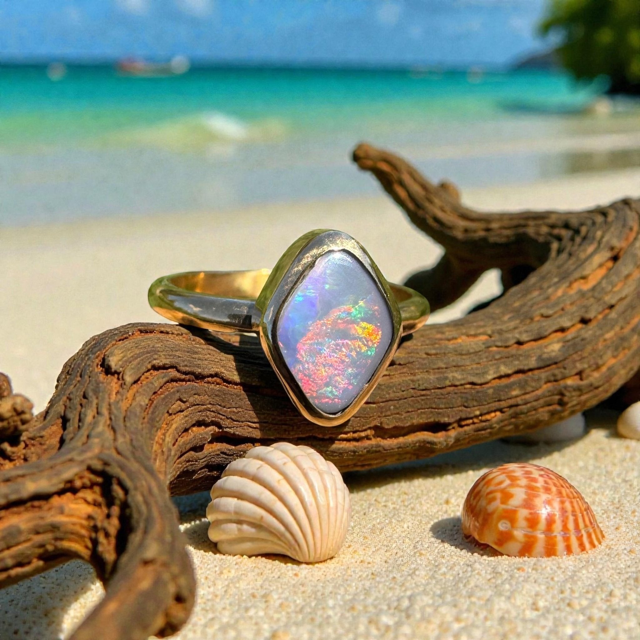 1.22ct Australian Solid Lightning Ridge Opal Silver Ring ~ 'Gantheaume Glow' | 925 Sterling Silver | Solid Australian Opal