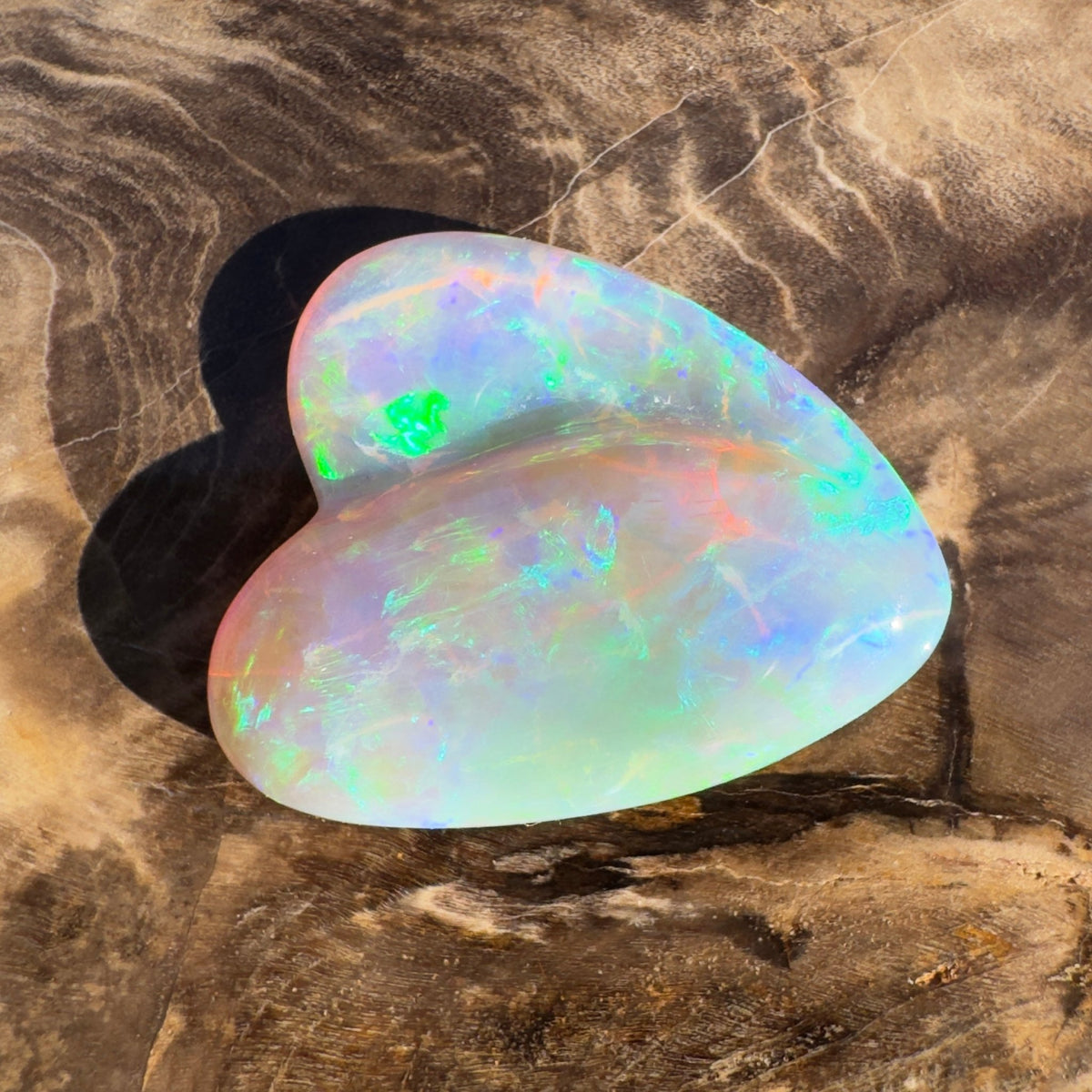 12.6ct Lightning Ridge Crystal Opal Heart | Solid Australian Opal | Hand-Carved