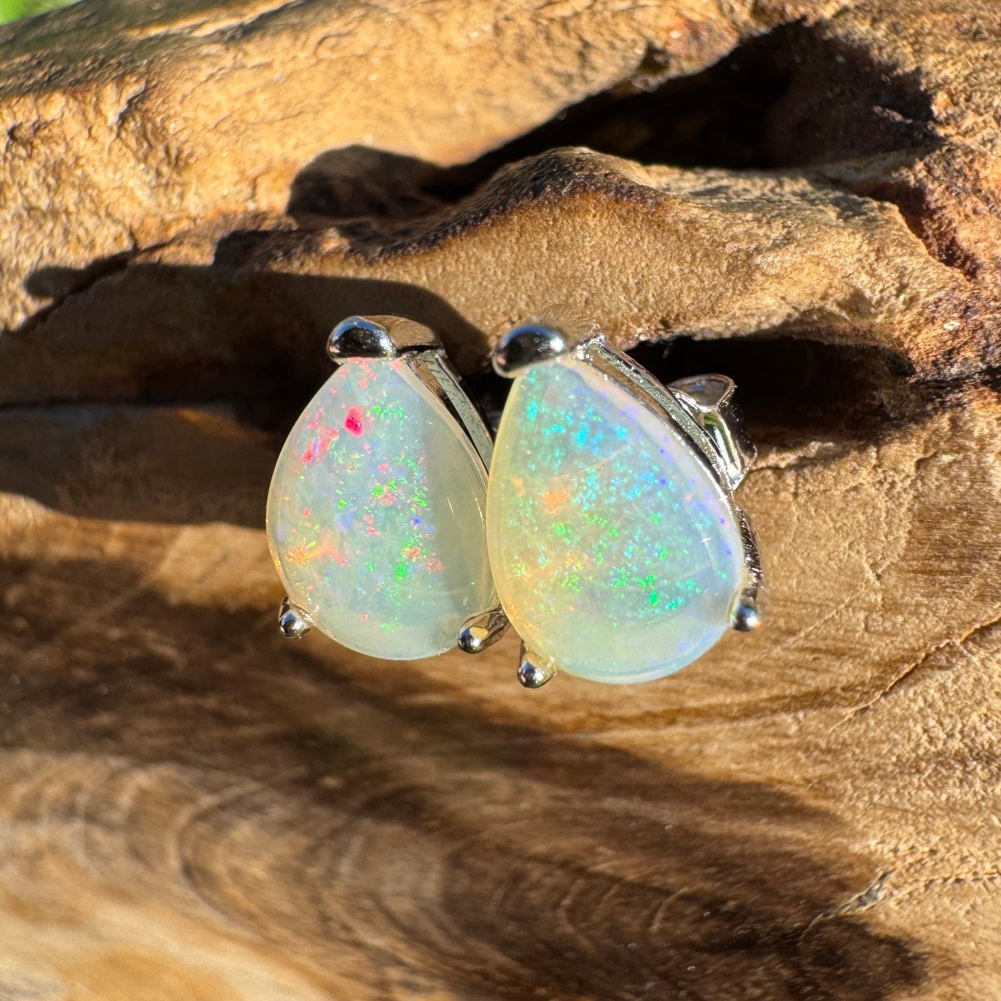 1.2ct Coober Pedy Opal Earrings ~ 'Esperance Ethereal' | 925 Sterling Silver | Solid Australian Opal