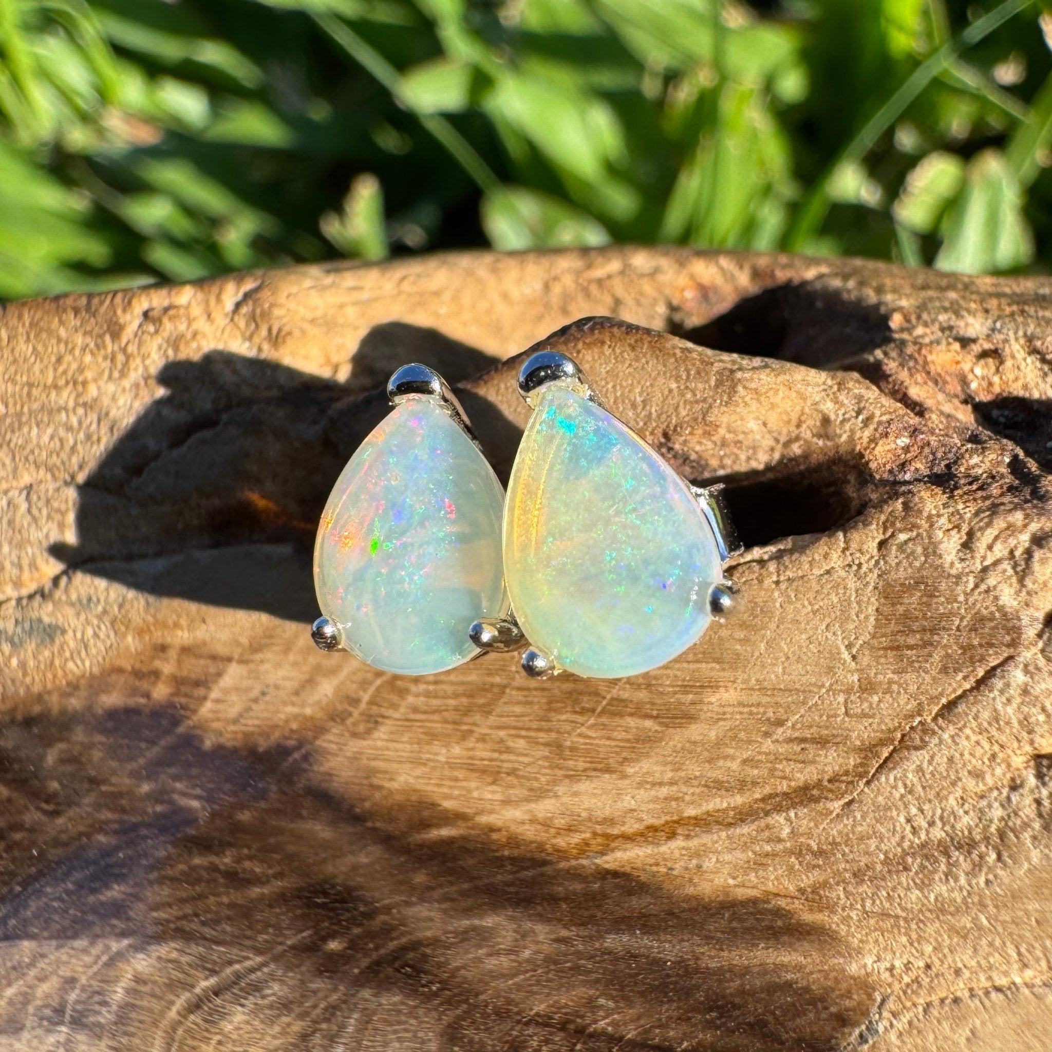 1.2ct Coober Pedy Opal Earrings ~ 'Esperance Ethereal' | 925 Sterling Silver | Solid Australian Opal