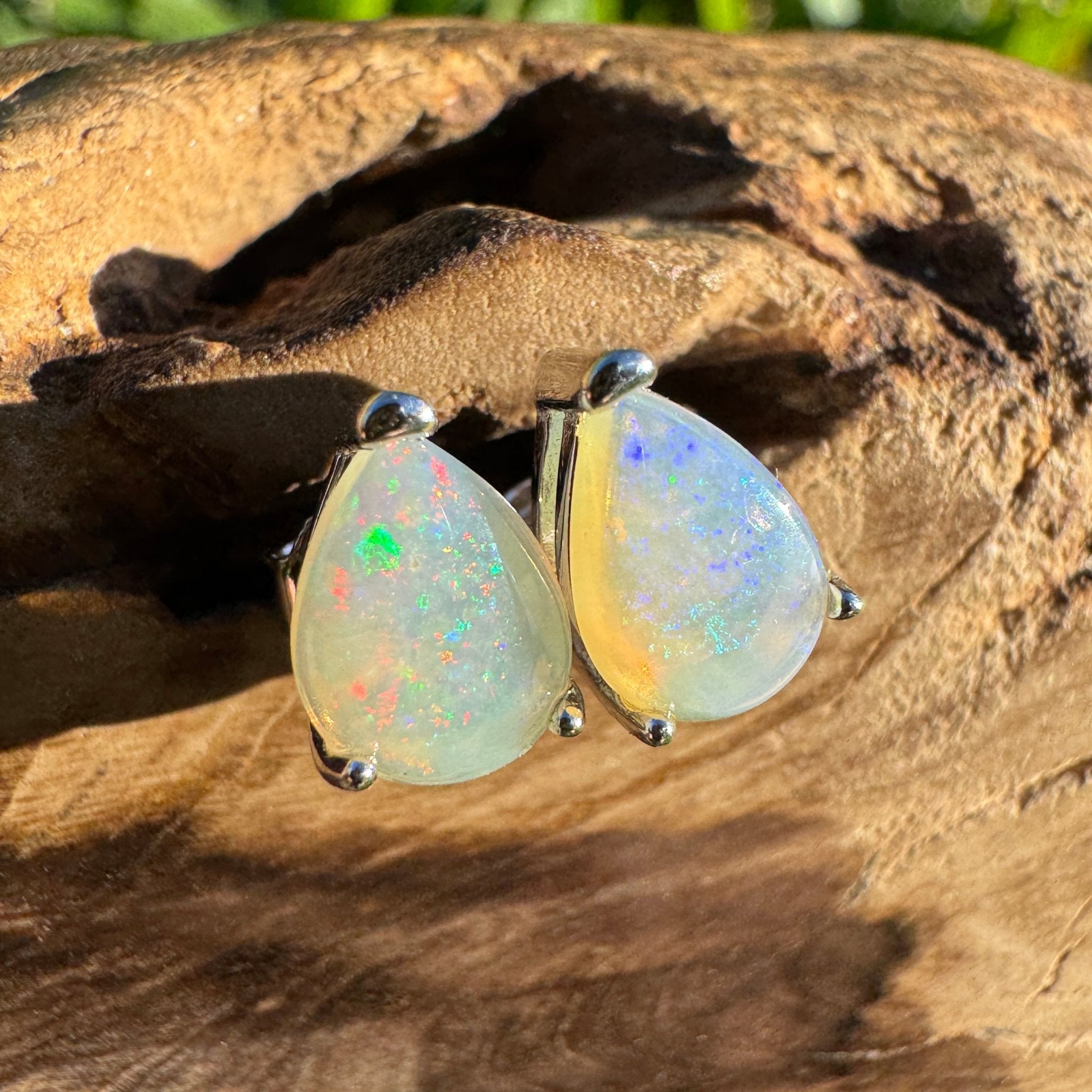 1.2ct Coober Pedy Opal Earrings ~ 'Esperance Ethereal' | 925 Sterling Silver | Solid Australian Opal