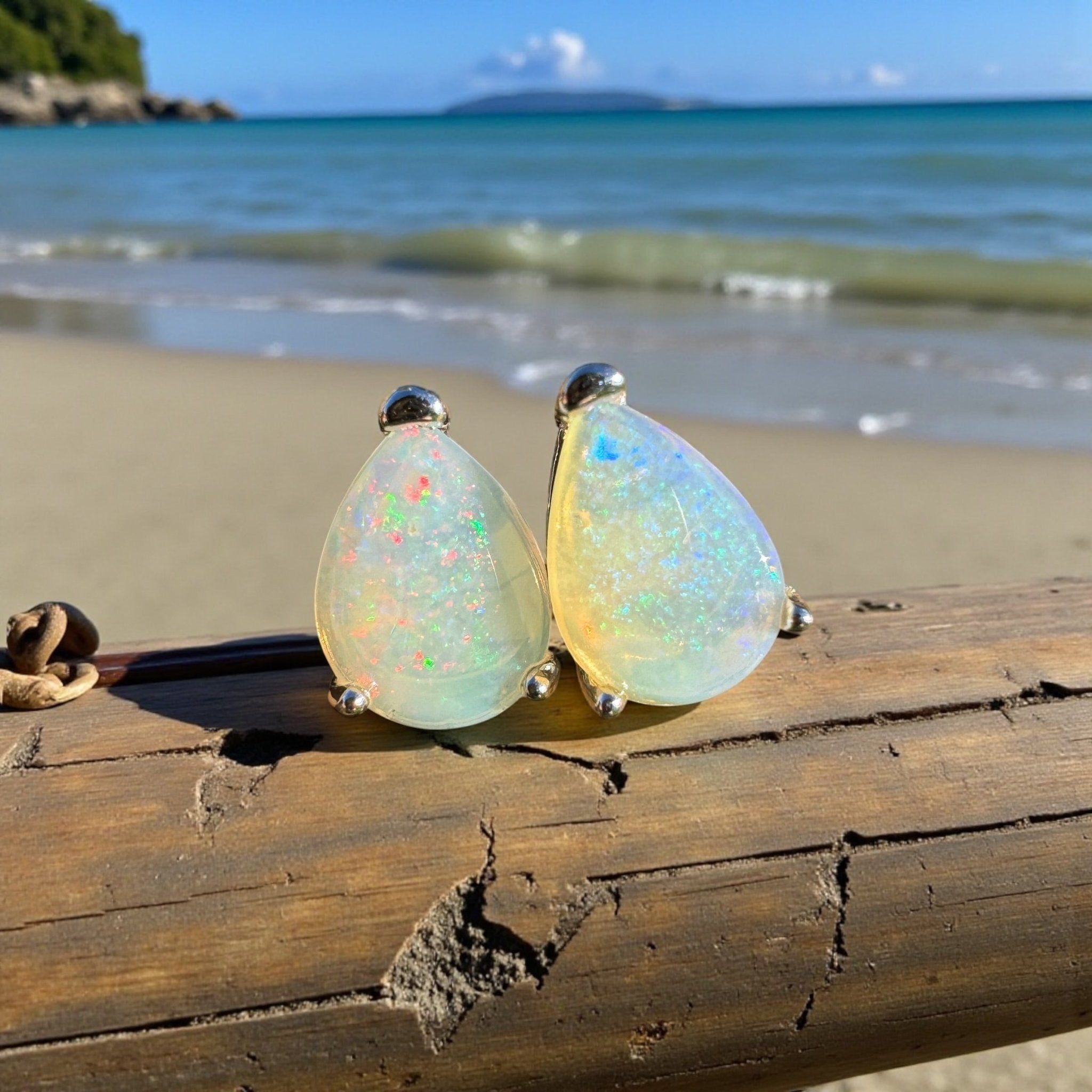 1.2ct Coober Pedy Opal Earrings ~ 'Esperance Ethereal' | 925 Sterling Silver | Solid Australian Opal