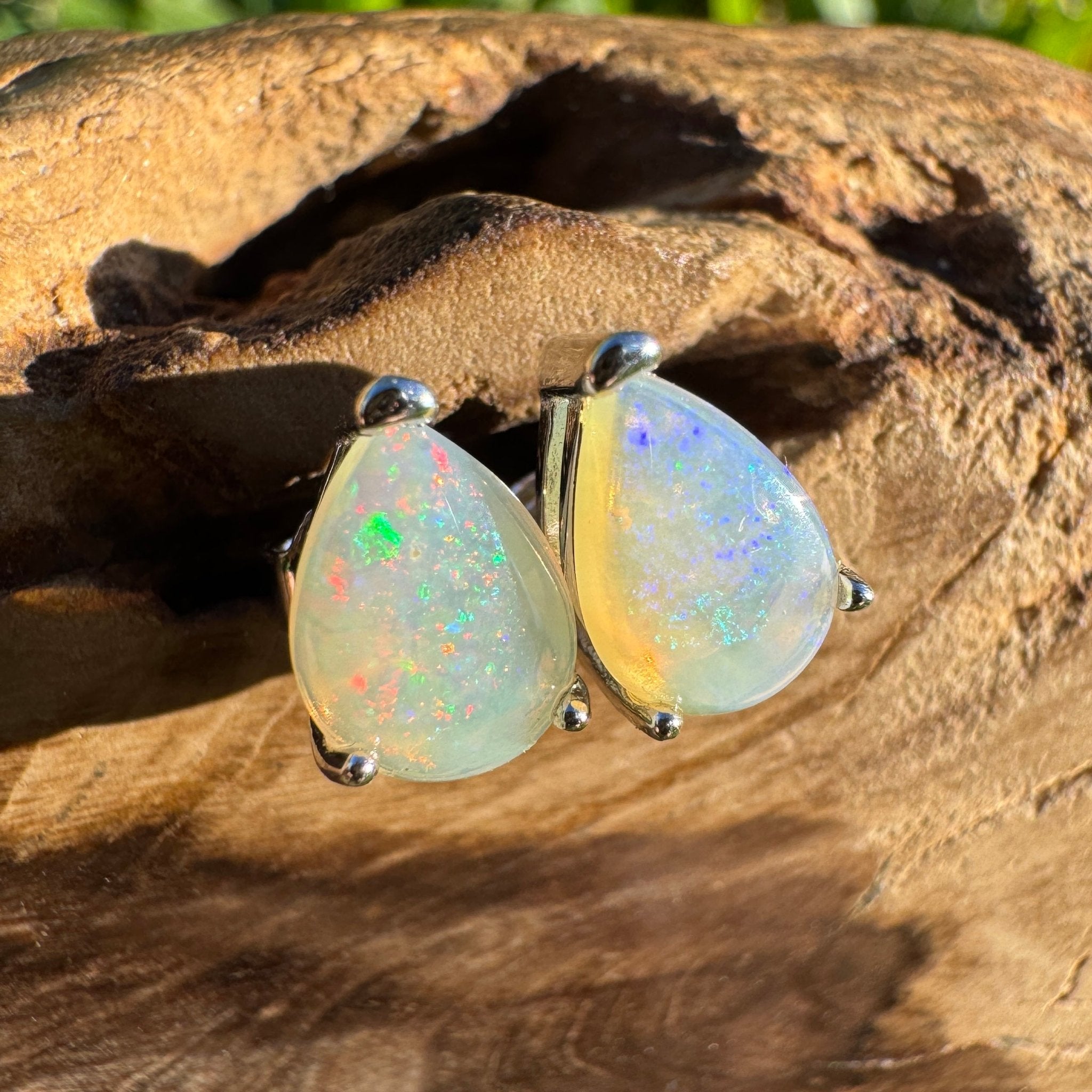 1.2ct Coober Pedy Opal Earrings ~ 'Esperance Ethereal' | 925 Sterling Silver | Solid Australian Opal