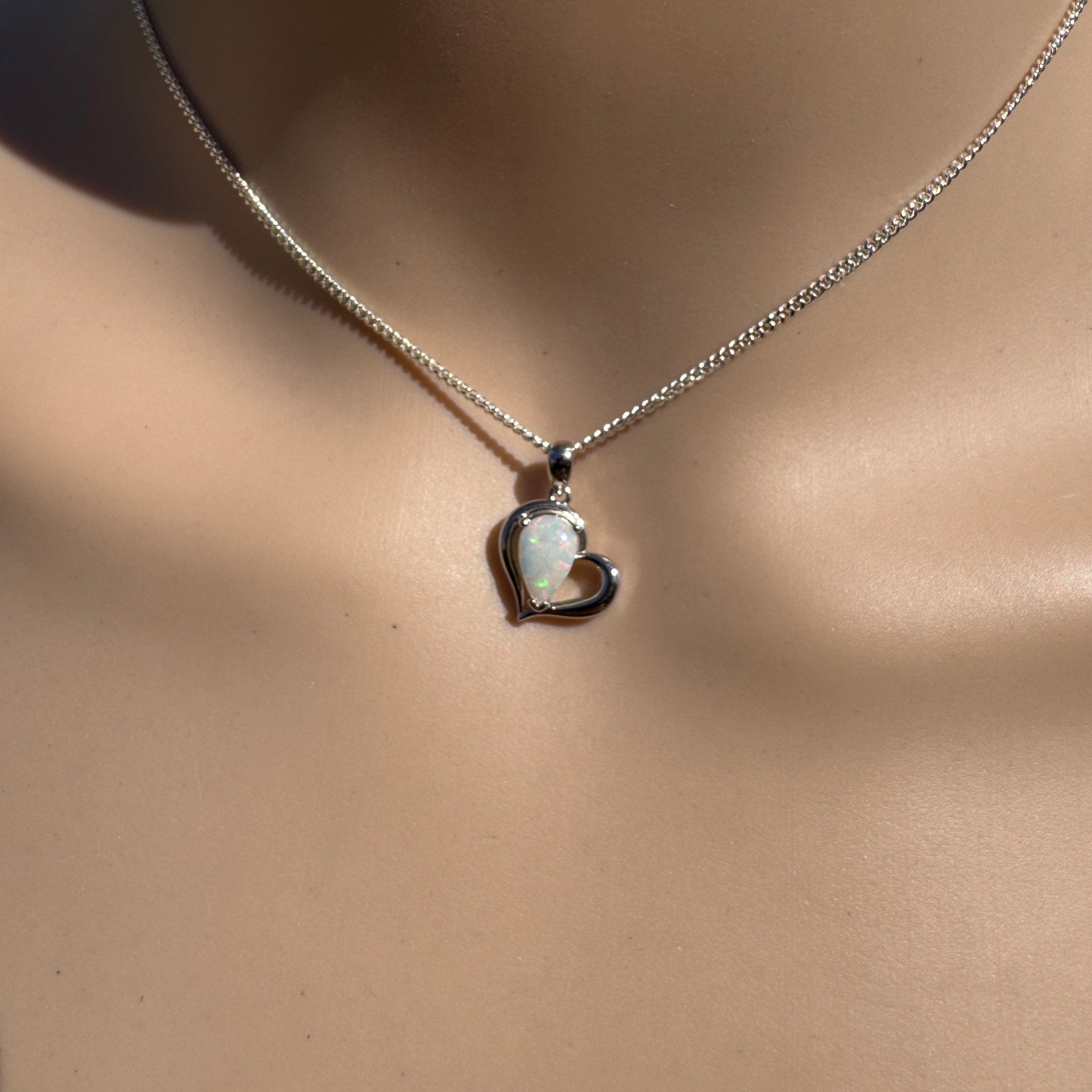 1.2ct Coober Pedy Opal Heart Pendant Necklace ~ 'Hamelin Heart' | 925 Sterling Silver | Solid Australian Opal