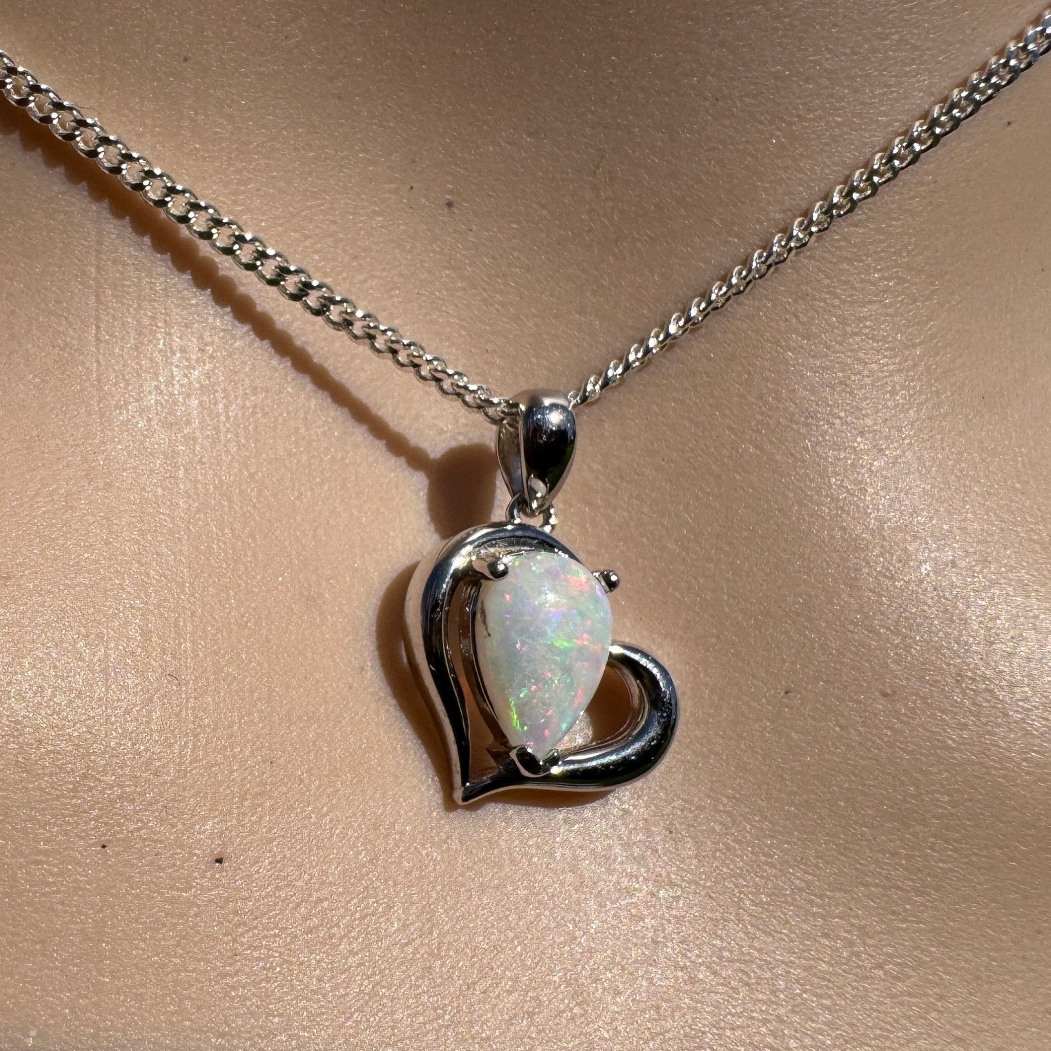 1.2ct Coober Pedy Opal Heart Pendant Necklace ~ 'Hamelin Heart' | 925 Sterling Silver | Solid Australian Opal