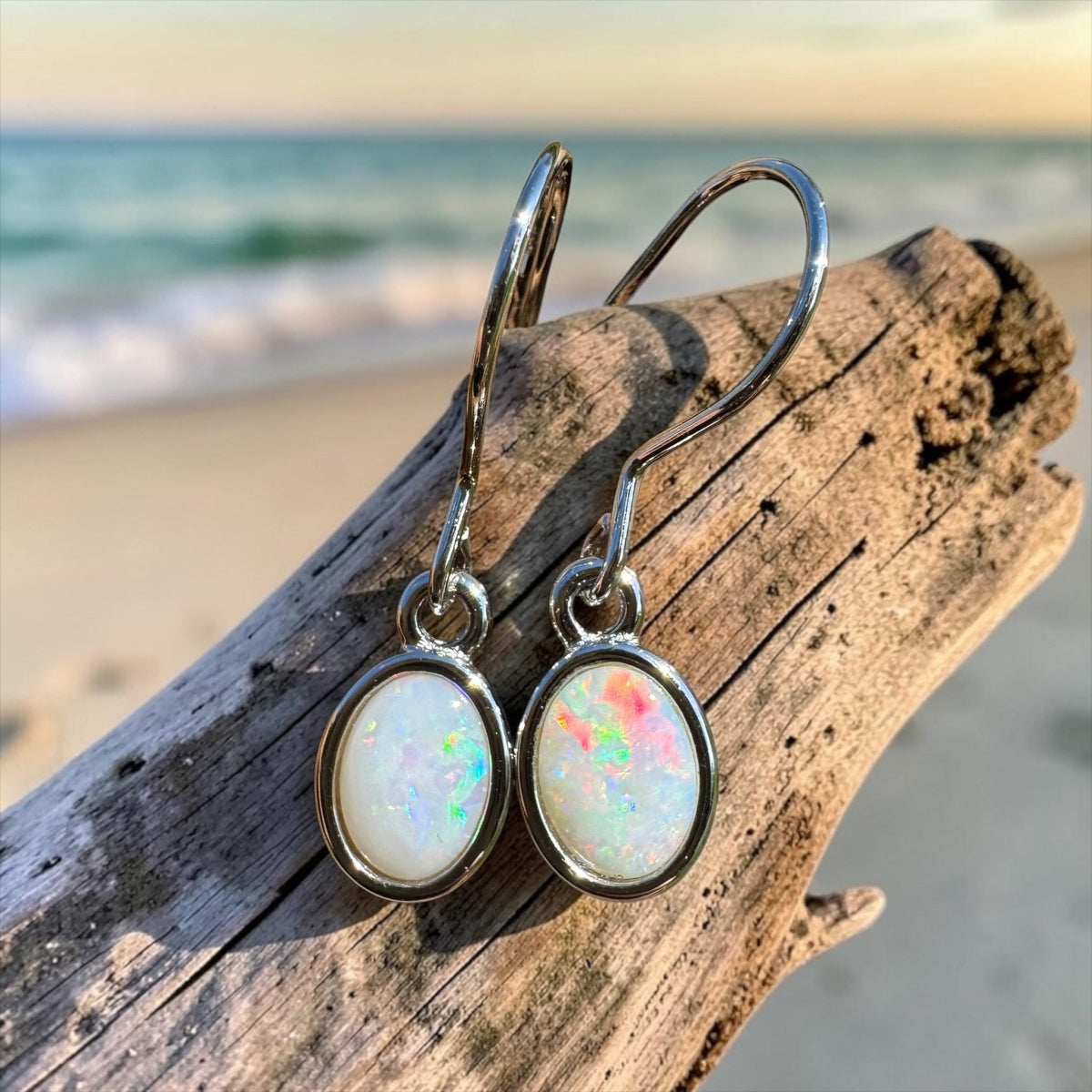 1.2ct Coober Pedy Opal Hook Earrings ~ 'Mount Augustus Drops' | 925 Sterling Silver | Solid Australian Opal