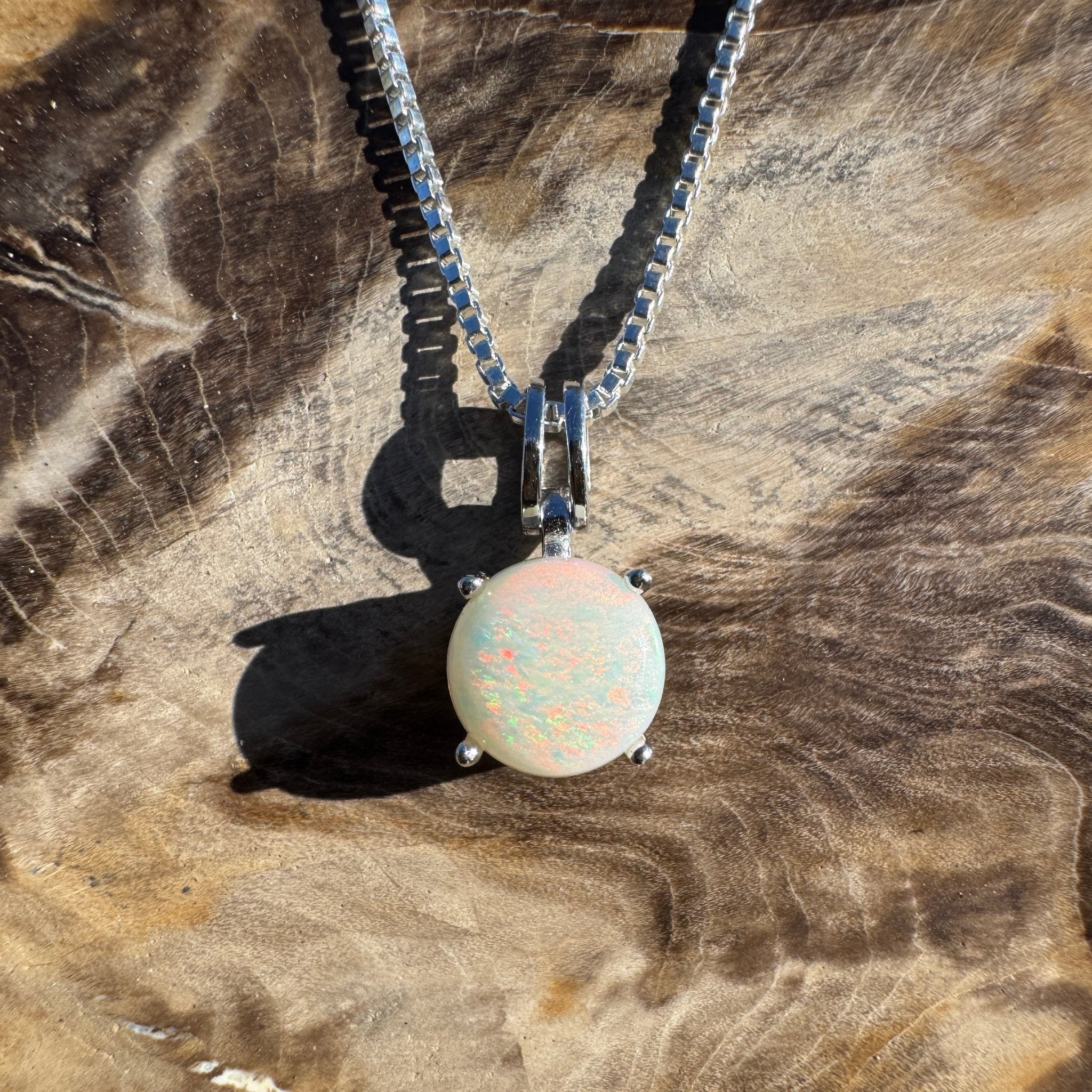 1.2ct Coober Pedy Opal Pendant Necklace ~ 'Bega Colour' | 925 Sterling Silver | Solid Australian Opal