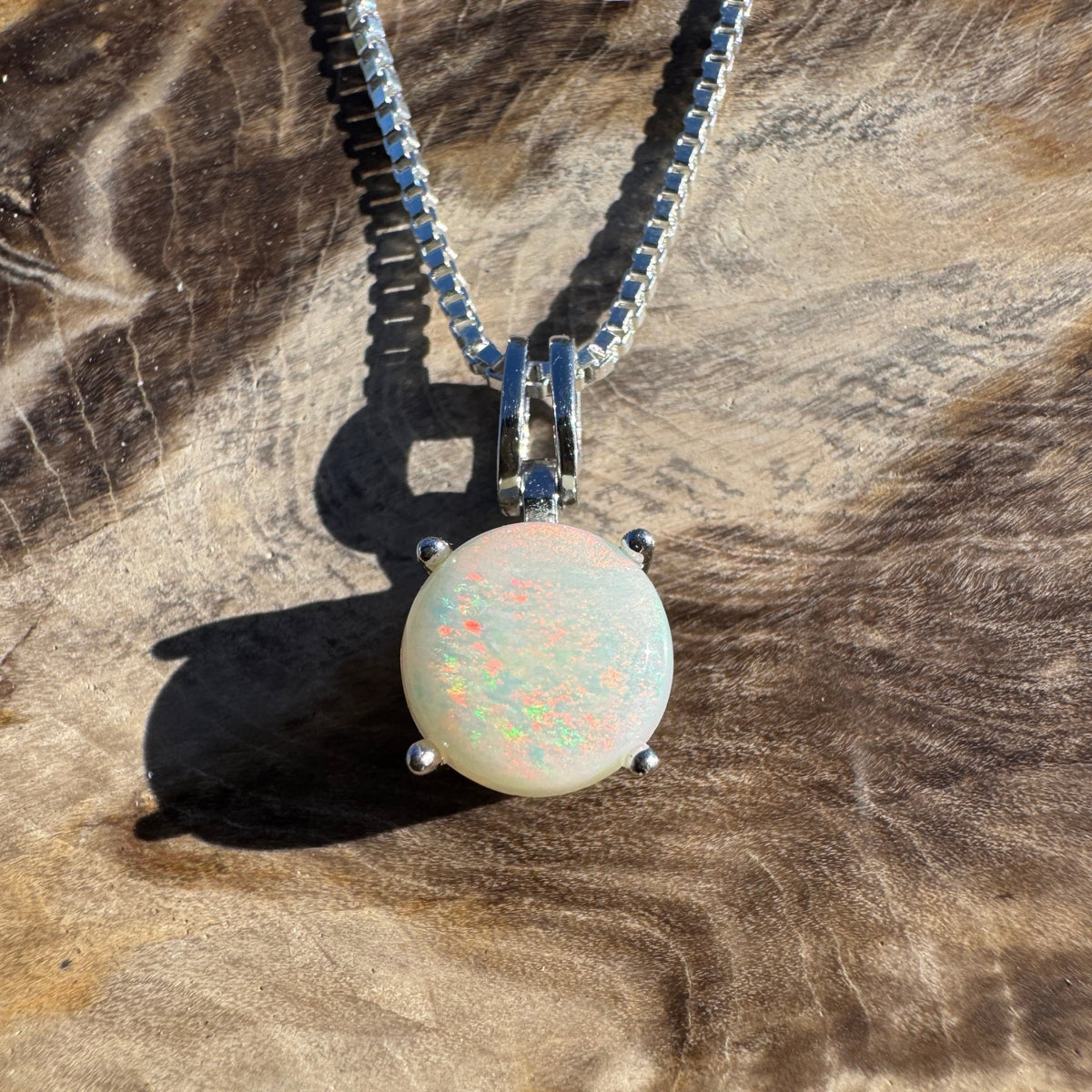 1.2ct Coober Pedy Opal Pendant Necklace ~ 'Bega Colour' | 925 Sterling Silver | Solid Australian Opal