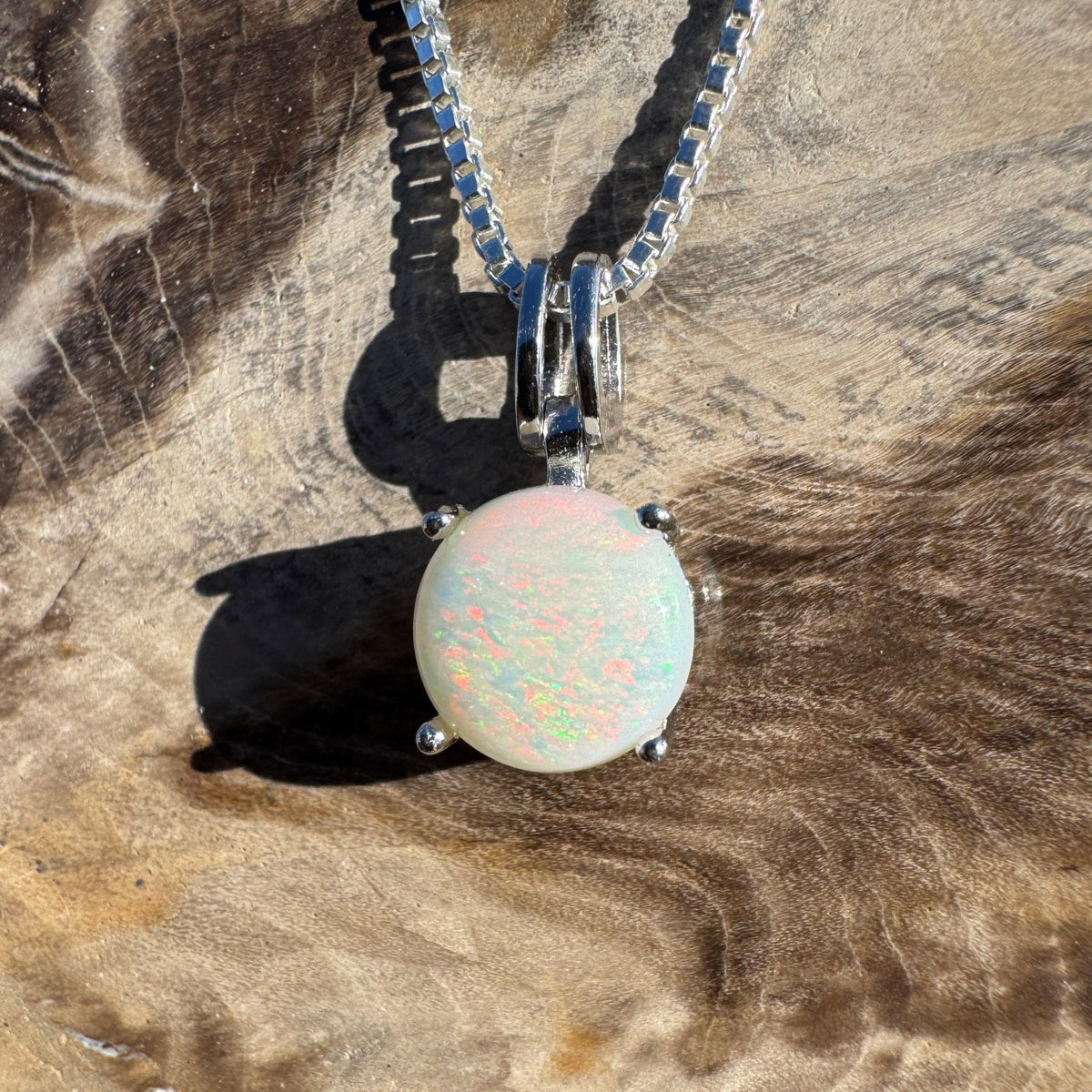 1.2ct Coober Pedy Opal Pendant Necklace ~ 'Bega Colour' | 925 Sterling Silver | Solid Australian Opal