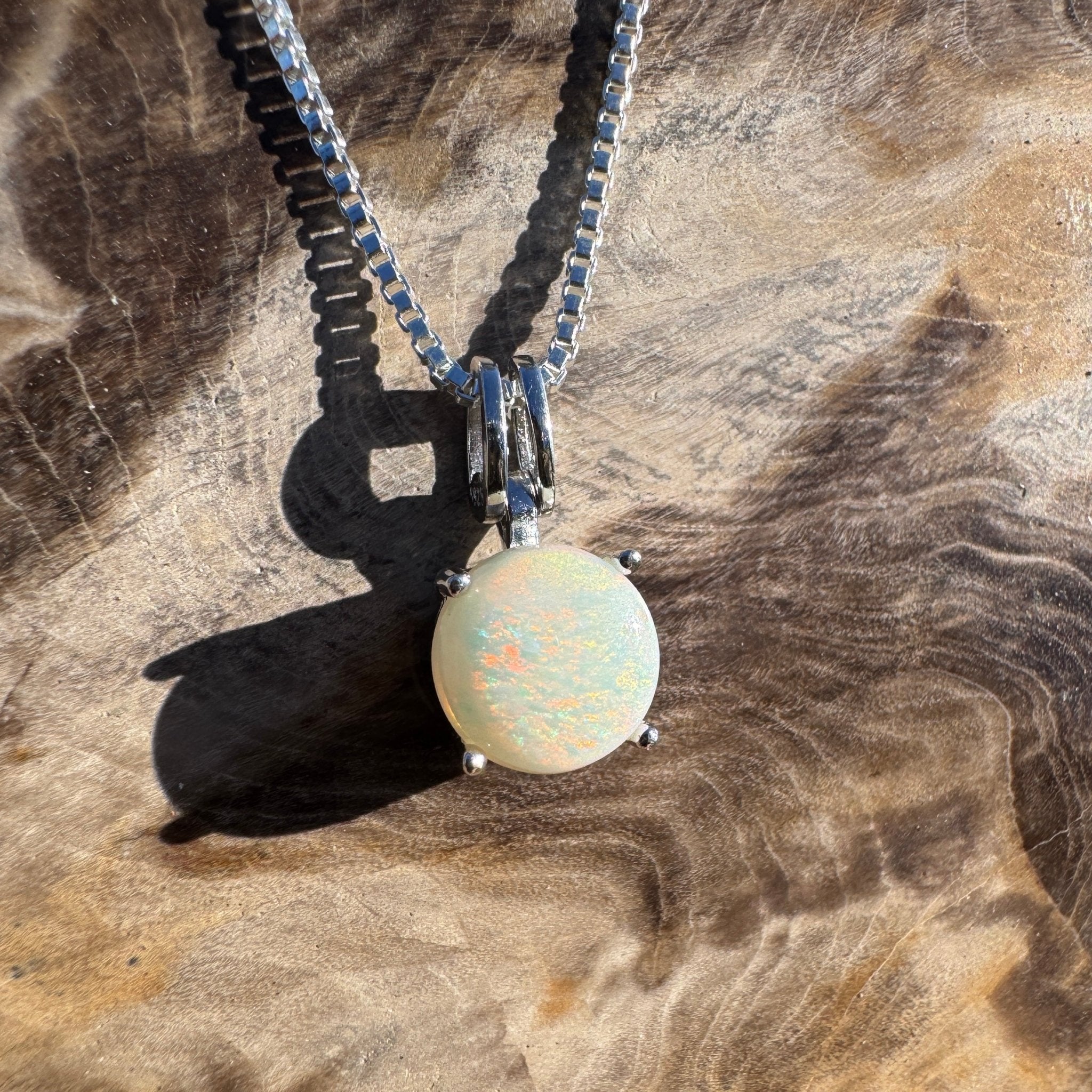 1.2ct Coober Pedy Opal Pendant Necklace ~ 'Bega Colour' | 925 Sterling Silver | Solid Australian Opal