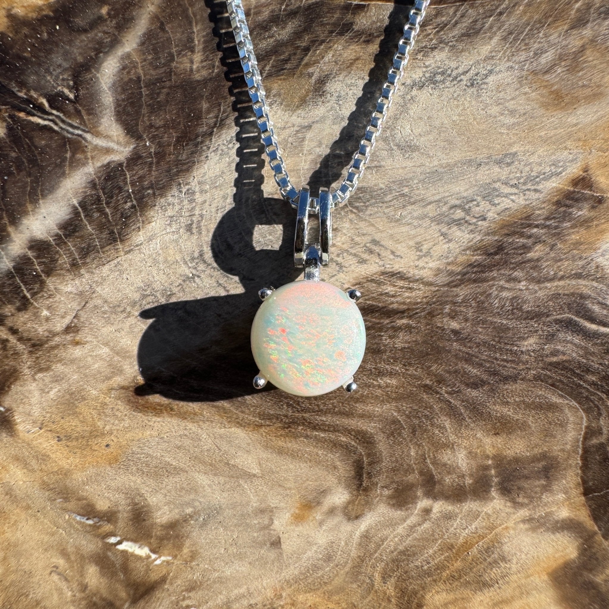 1.2ct Coober Pedy Opal Pendant Necklace ~ 'Bega Colour' | 925 Sterling Silver | Solid Australian Opal