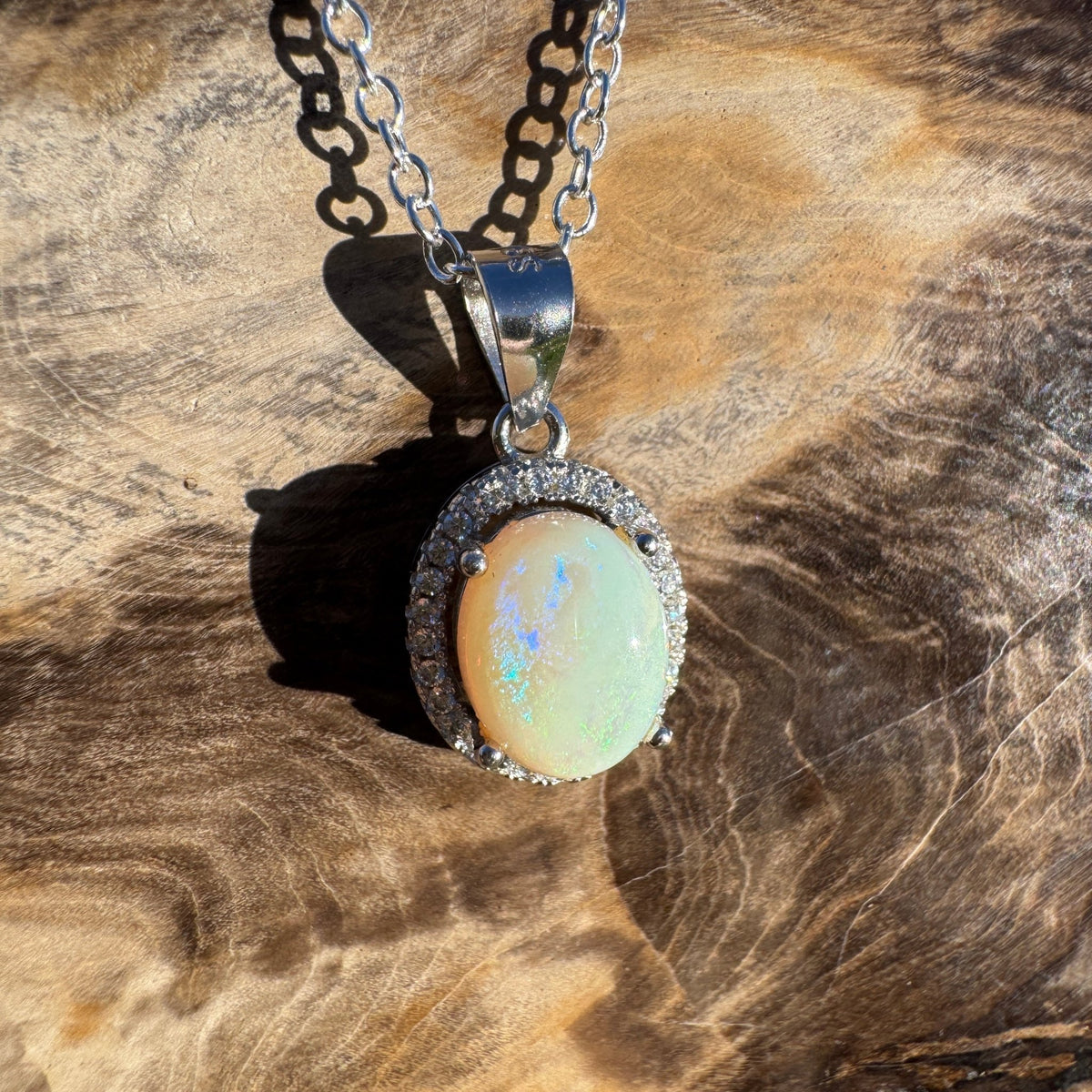 1.2ct Coober Pedy Opal Pendant Necklace ~ 'Cossack Colour' | 925 Sterling Silver | Solid Australian Opal