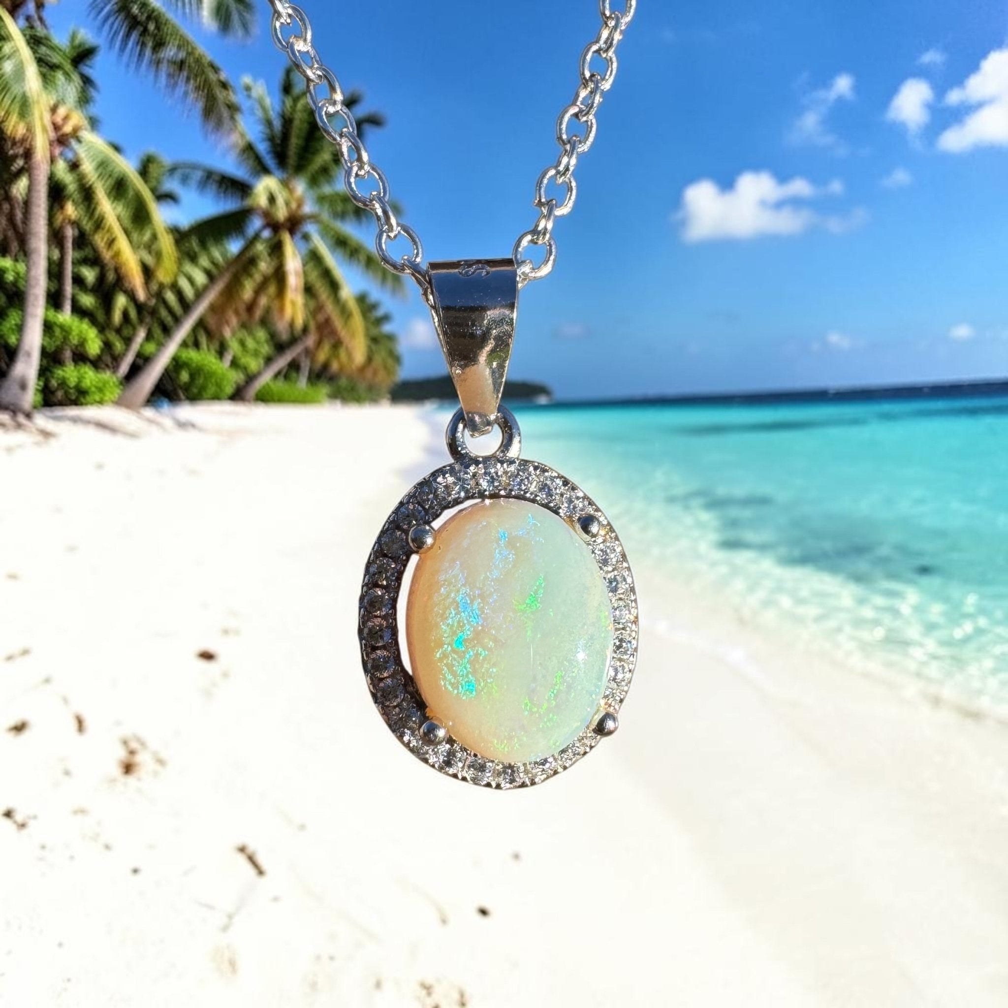 1.2ct Coober Pedy Opal Pendant Necklace ~ 'Cossack Colour' | 925 Sterling Silver | Solid Australian Opal