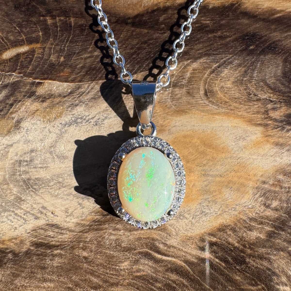1.2ct Coober Pedy Opal Pendant Necklace ~ 'Cossack Colour' | 925 Sterling Silver | Solid Australian Opal