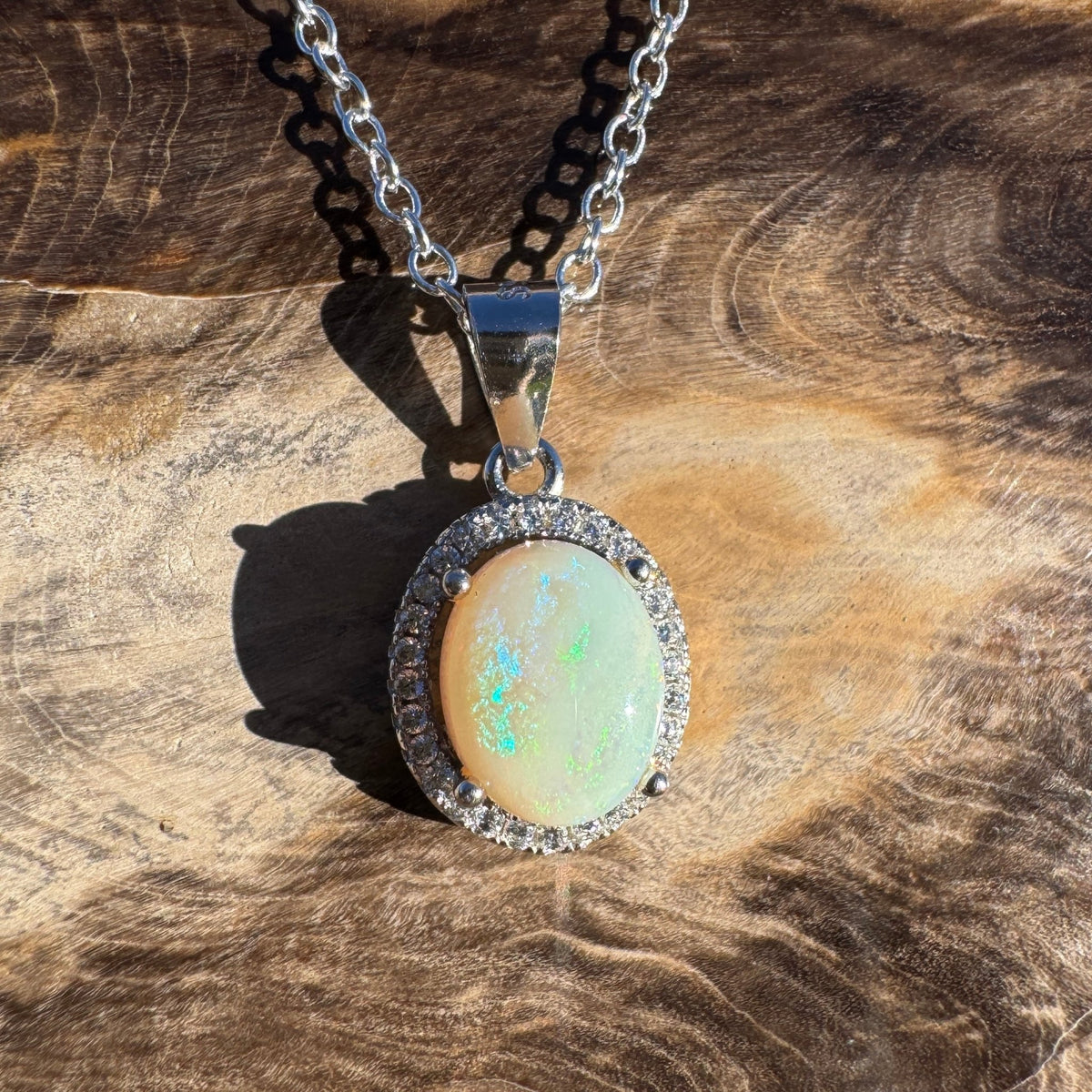1.2ct Coober Pedy Opal Pendant Necklace ~ 'Cossack Colour' | 925 Sterling Silver | Solid Australian Opal
