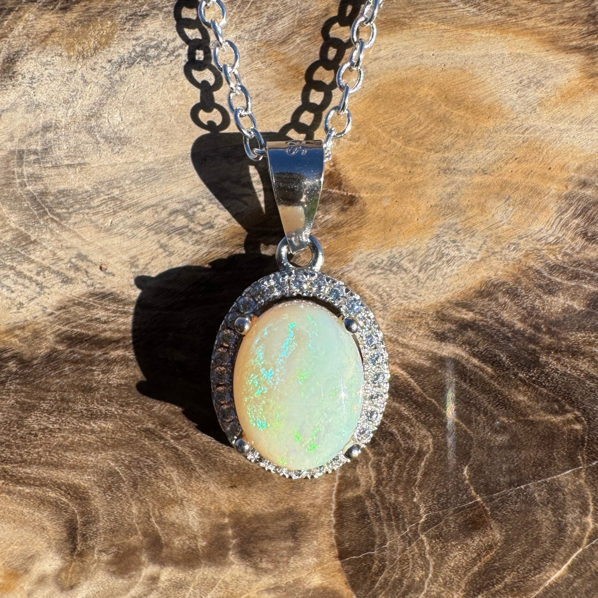 1.2ct Coober Pedy Opal Pendant Necklace ~ 'Cossack Colour' | 925 Sterling Silver | Solid Australian Opal