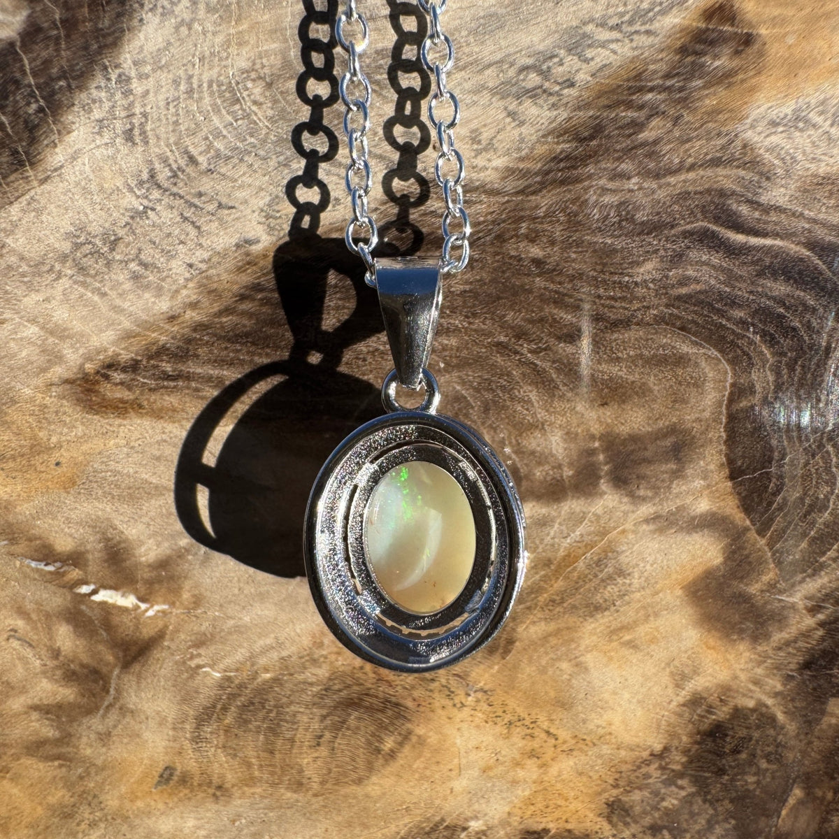 1.2ct Coober Pedy Opal Pendant Necklace ~ 'Cossack Colour' | 925 Sterling Silver | Solid Australian Opal