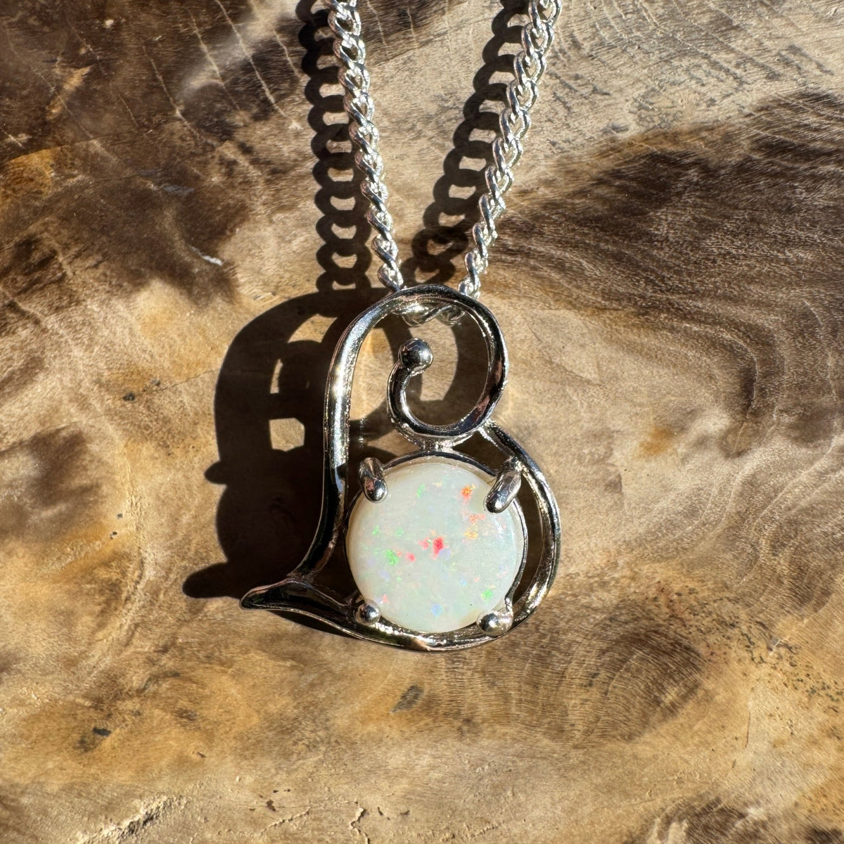 1.2ct Coober Pedy Opal Pendant Necklace ~ 'Forster Flow' | 925 Sterling Silver | Solid Australian Opal